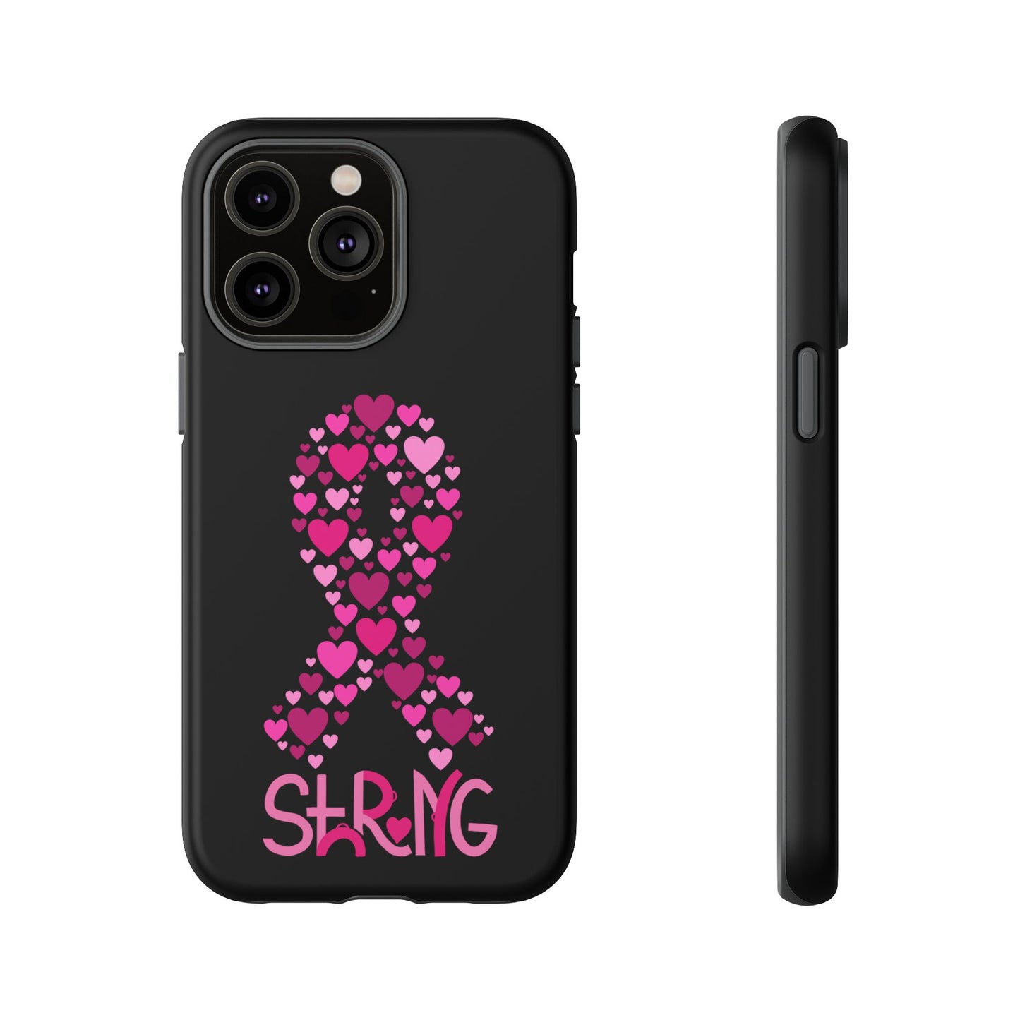 Pink Ribbon Phone Case - Strong Heart Design, Cancer Awareness, Gift for Supporters for IPhone