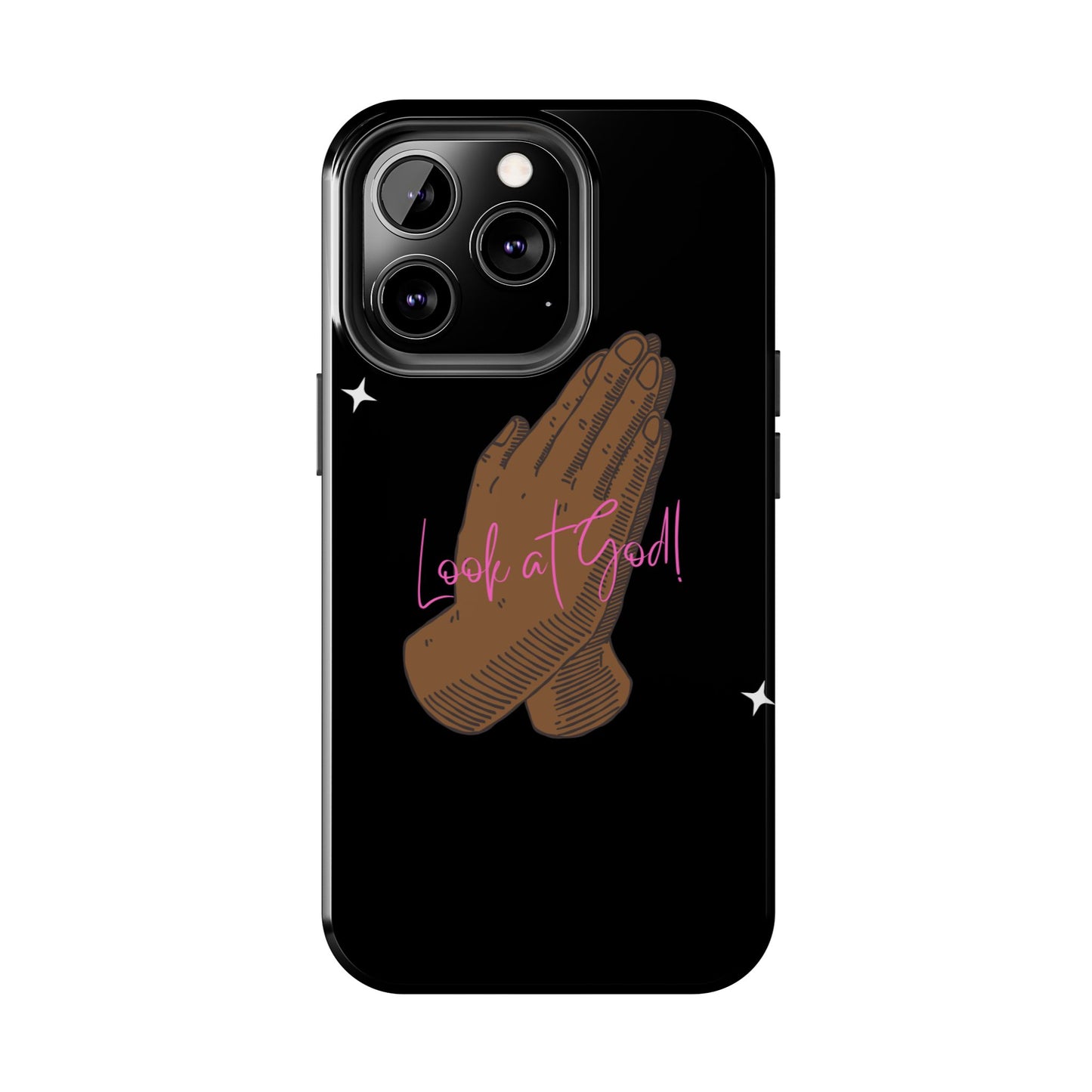 Phone Cases - 'Look at God' Praying Hands Religious Design Tough Case for iPhone