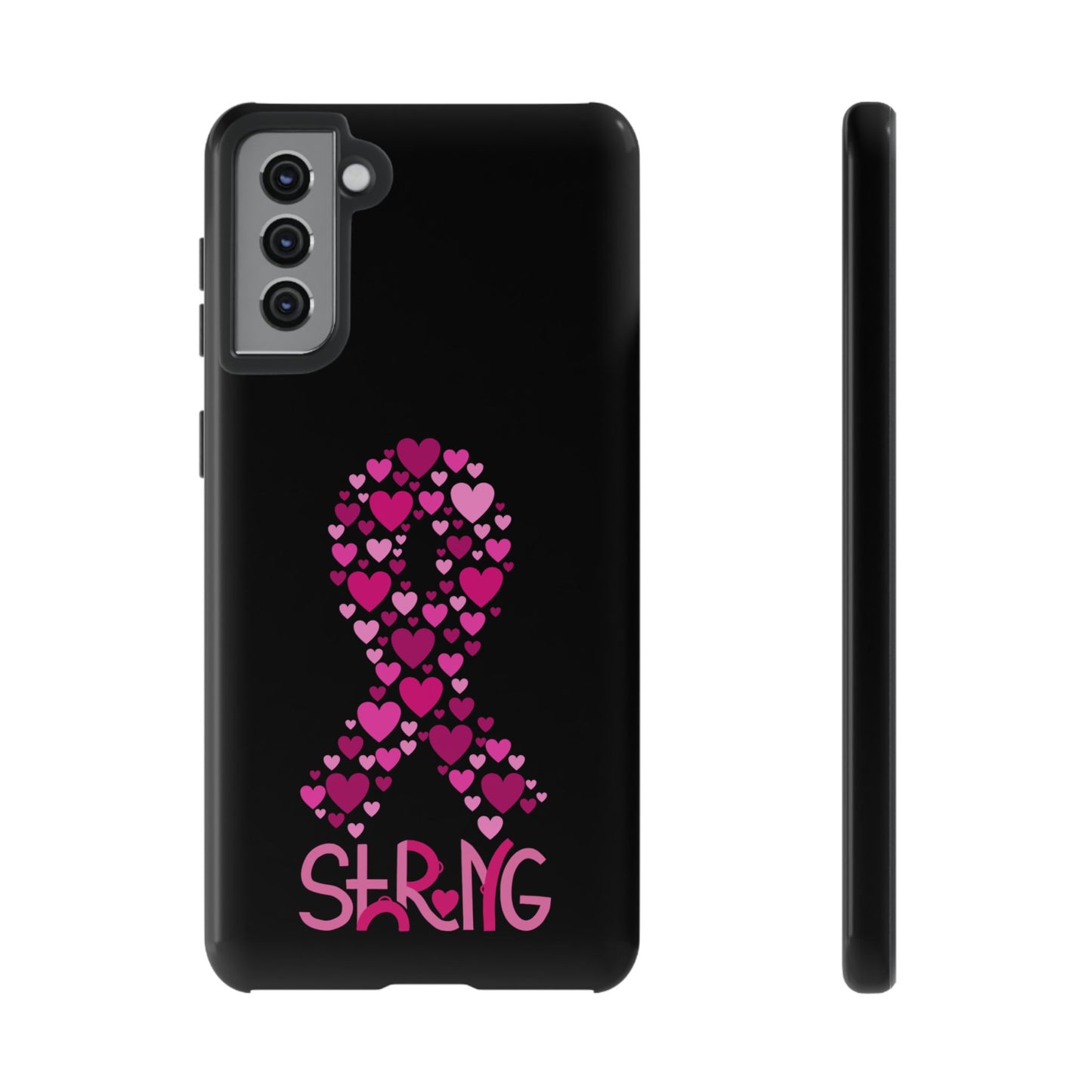Pink Ribbon Phone Case - Strong Heart Design, Cancer Awareness, Gift for Supporters for Samsung