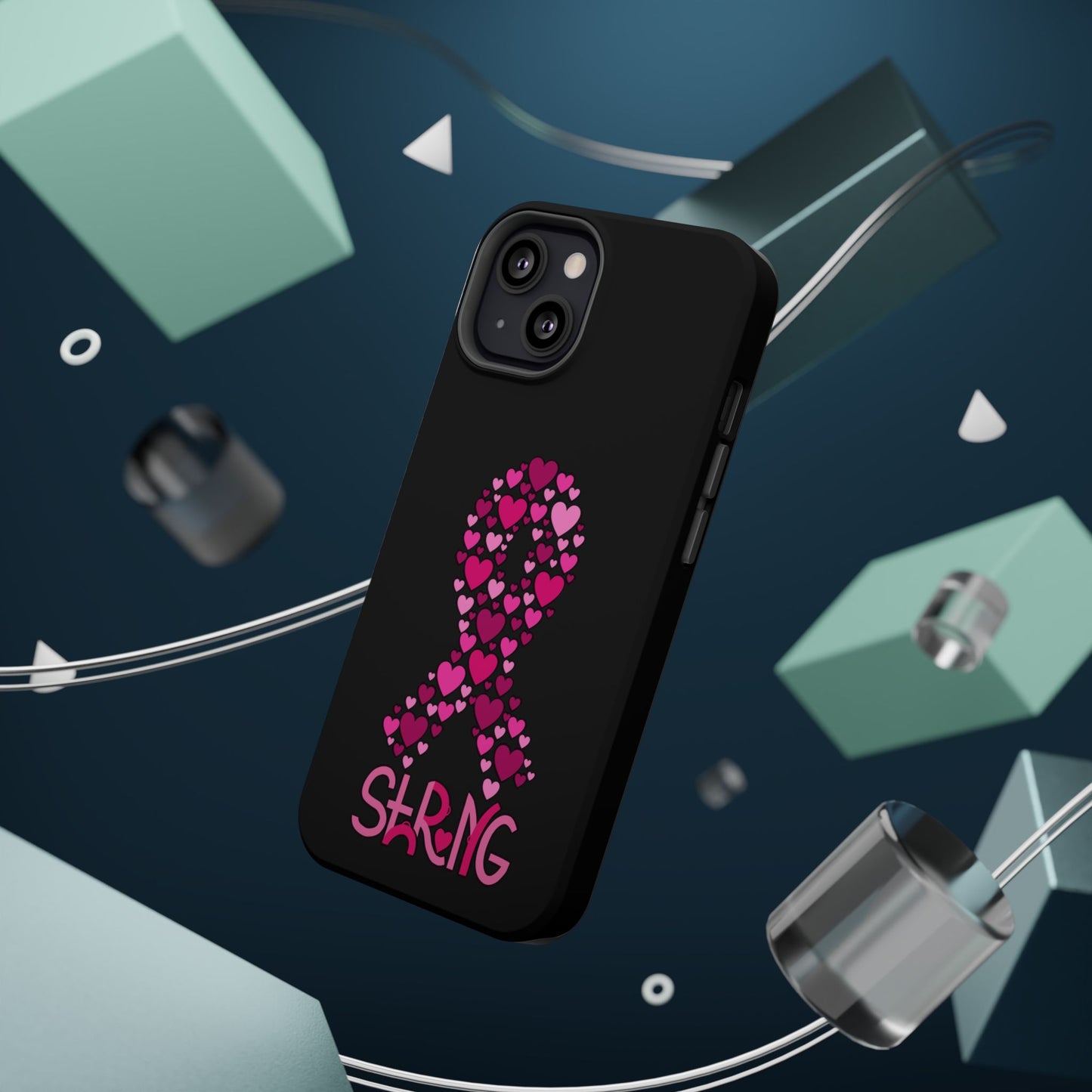Pink Ribbon Magnetic Phone Case - Strong Heart Design, Cancer Awareness, Gift for Supporters for IPhone