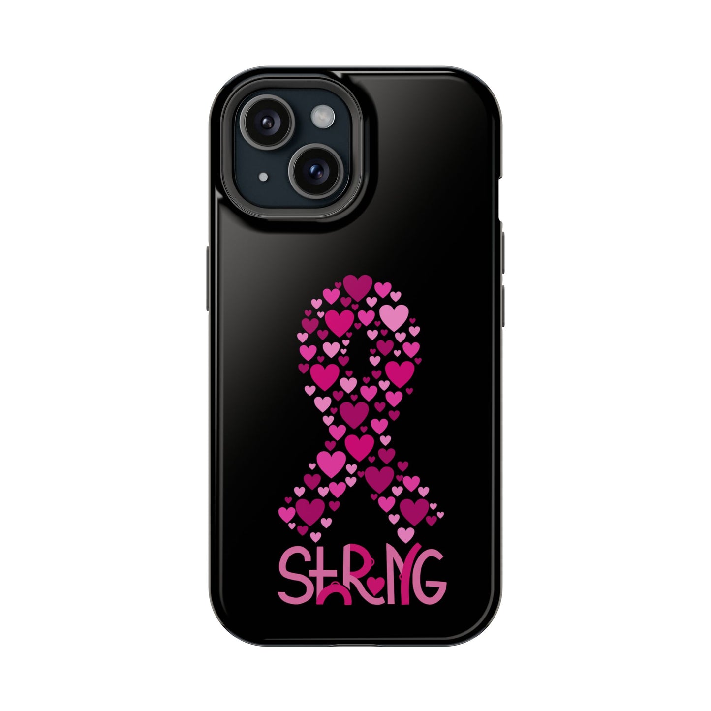 Pink Ribbon Magnetic Phone Case - Strong Heart Design, Cancer Awareness, Gift for Supporters for IPhone