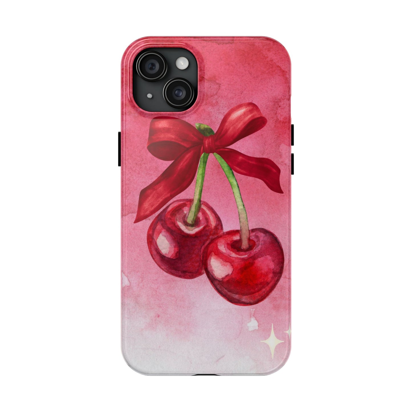 Red Watercolor Cherry and Bow Phone Case