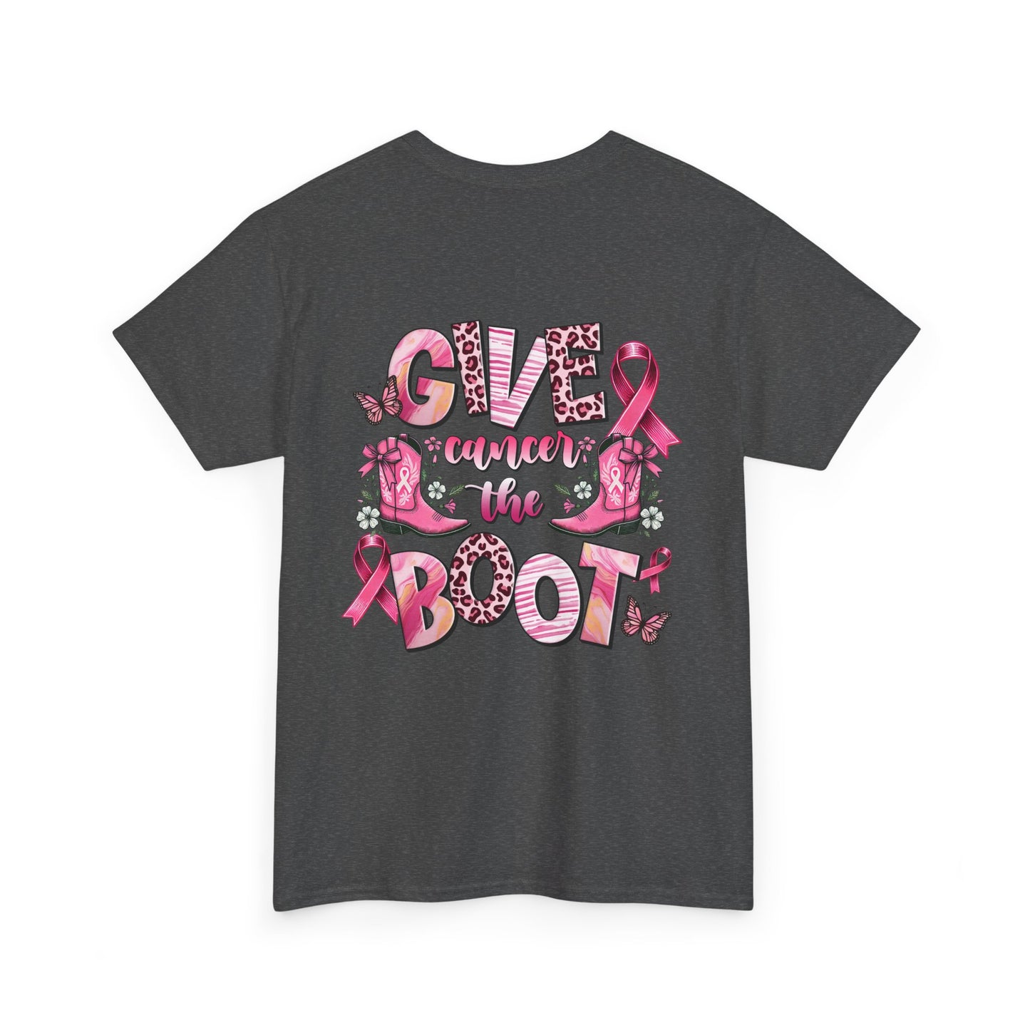 Breast Cancer Awareness Tee - "Give Cancer the Boot" Unisex Cotton Shirt