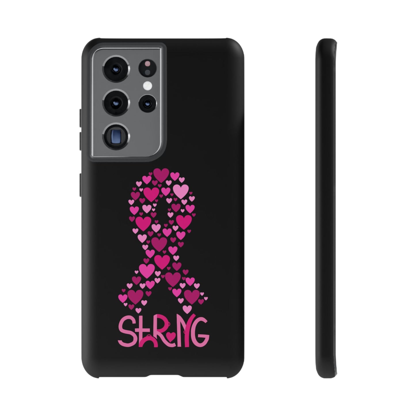 Pink Ribbon Phone Case - Strong Heart Design, Cancer Awareness, Gift for Supporters for Samsung