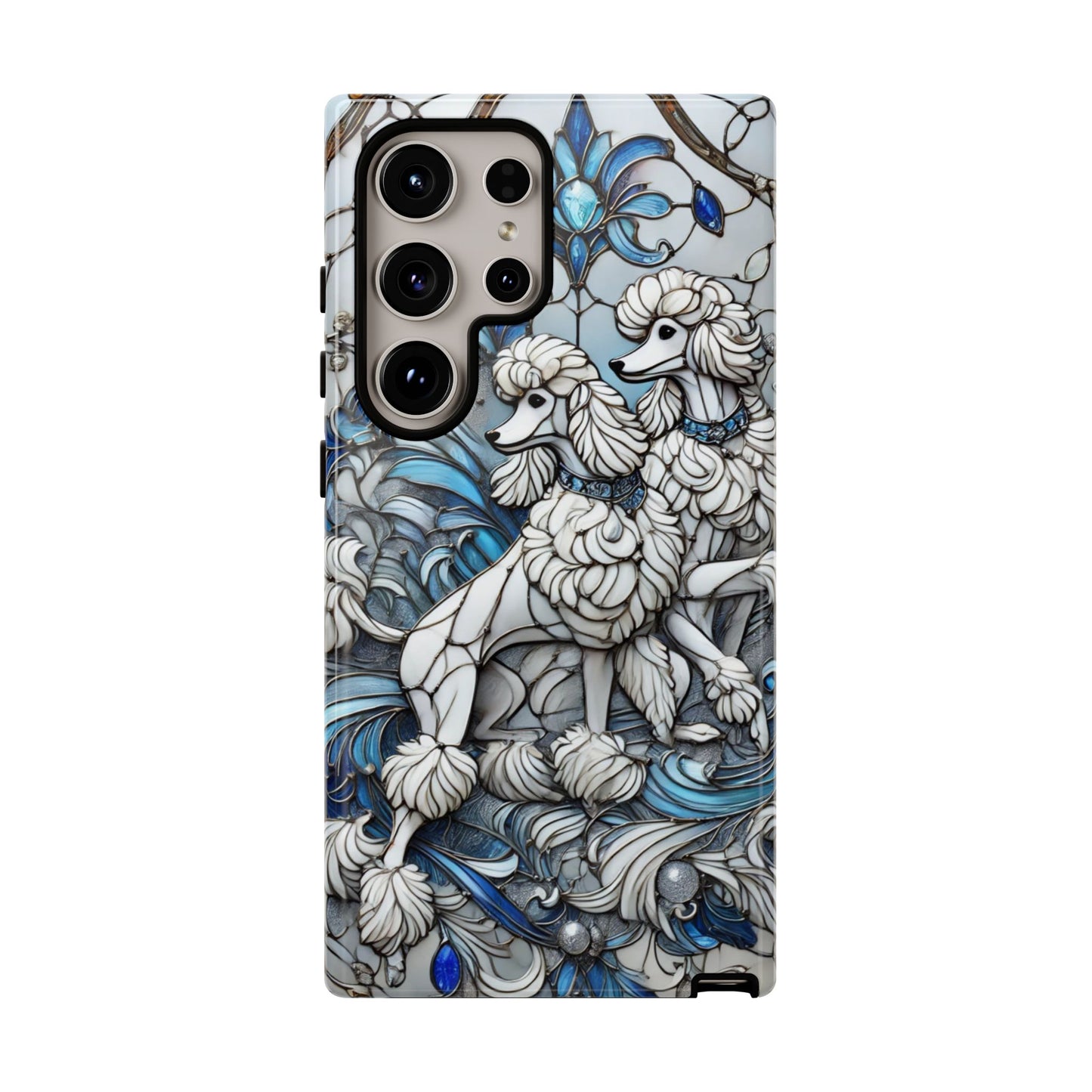 Phone Case - Elegant Blue and White Poodle Art for Samsung Phone
