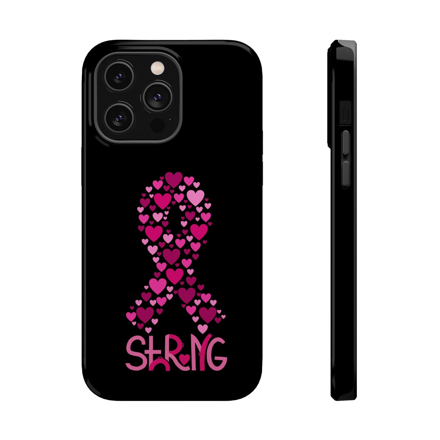 Pink Ribbon Magnetic Phone Case - Strong Heart Design, Cancer Awareness, Gift for Supporters for IPhone