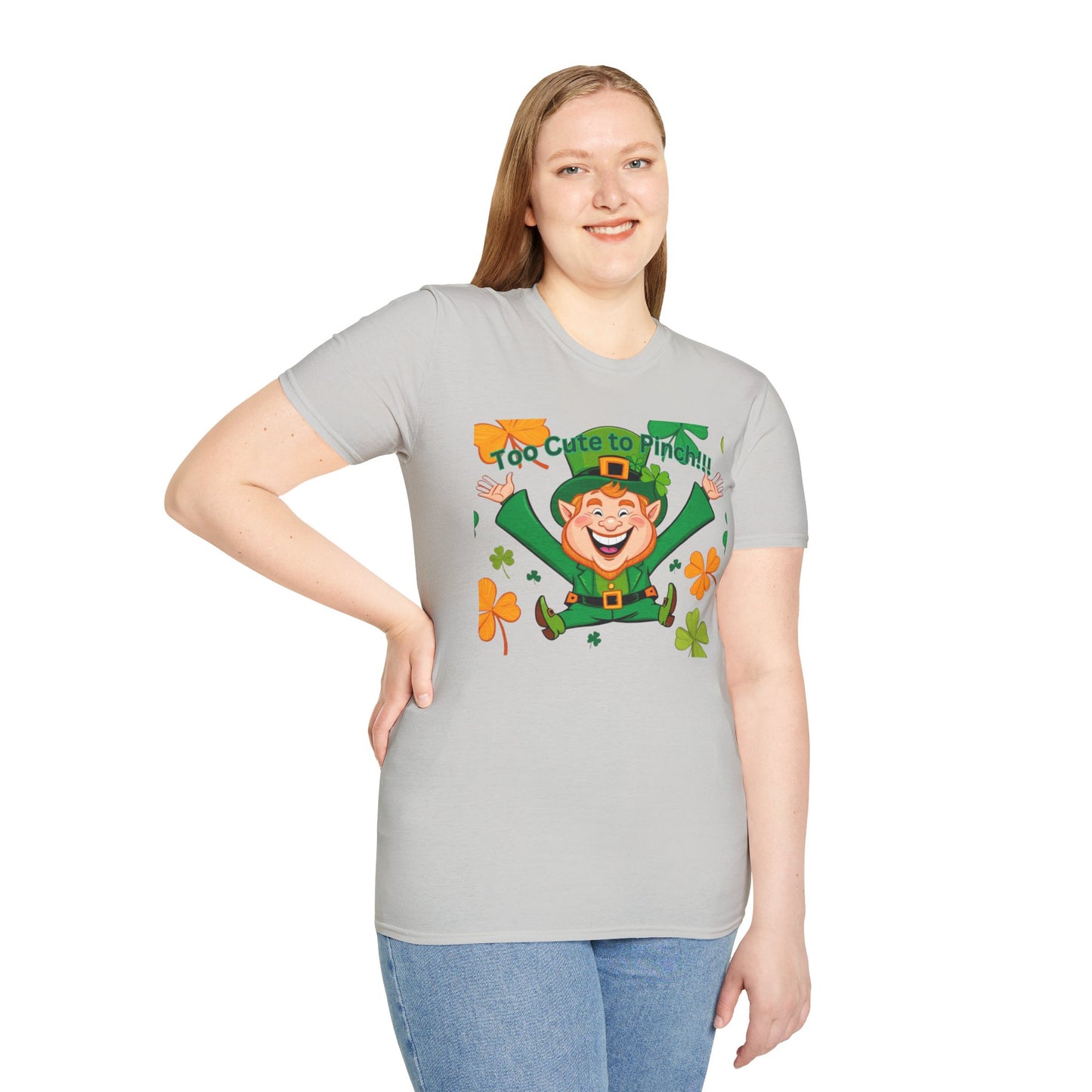 Cute St. Patrick's Day T-Shirt - 'Too Cute to Pinch' Unisex Softstyle Tee