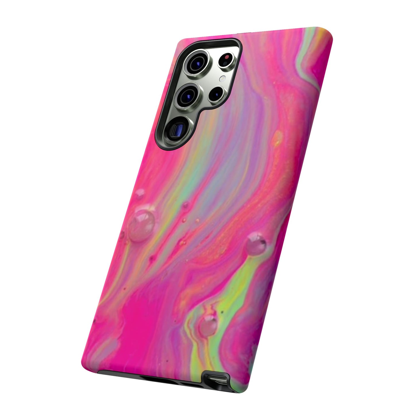 Pink Trendy Futuristic Tough Phone Case with Colorful Abstract Design for Samsung