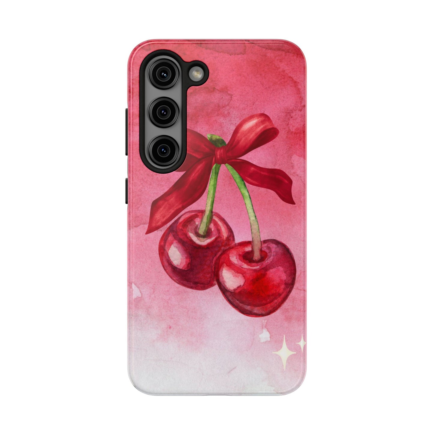 Red Watercolor Cherry and Bow Phone Case