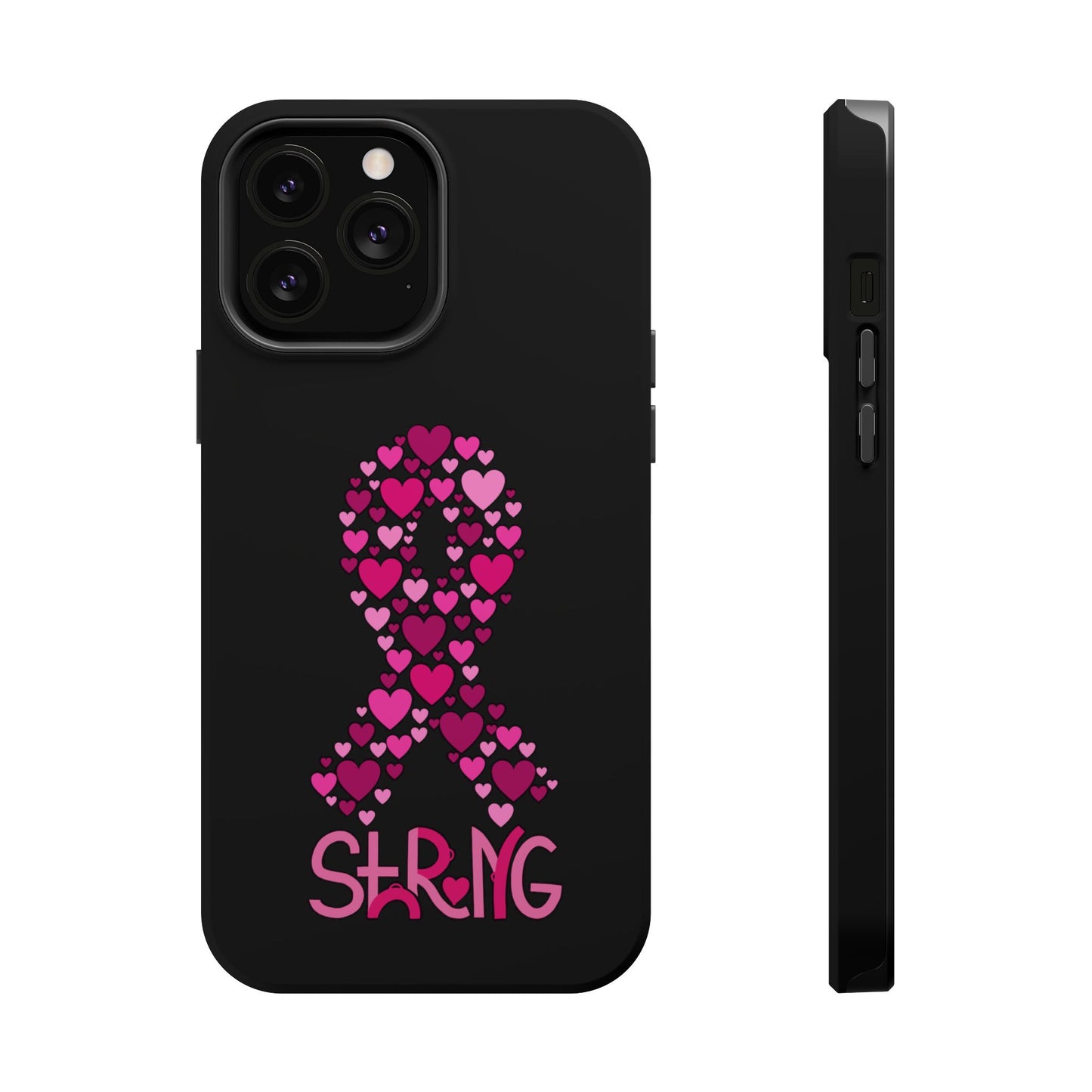 Pink Ribbon Magnetic Phone Case - Strong Heart Design, Cancer Awareness, Gift for Supporters for IPhone