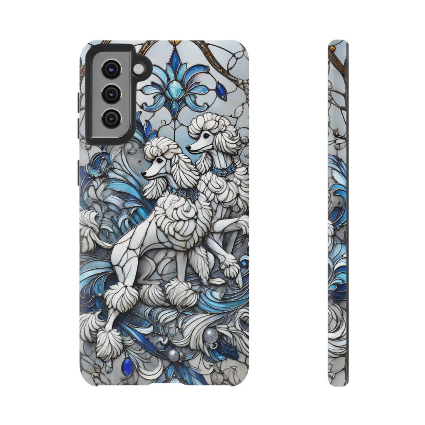 Phone Case - Elegant Blue and White Poodle Art for Samsung Phone