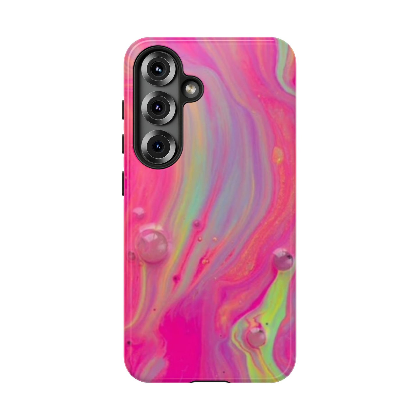Pink Trendy Futuristic Tough Phone Case with Colorful Abstract Design for Samsung