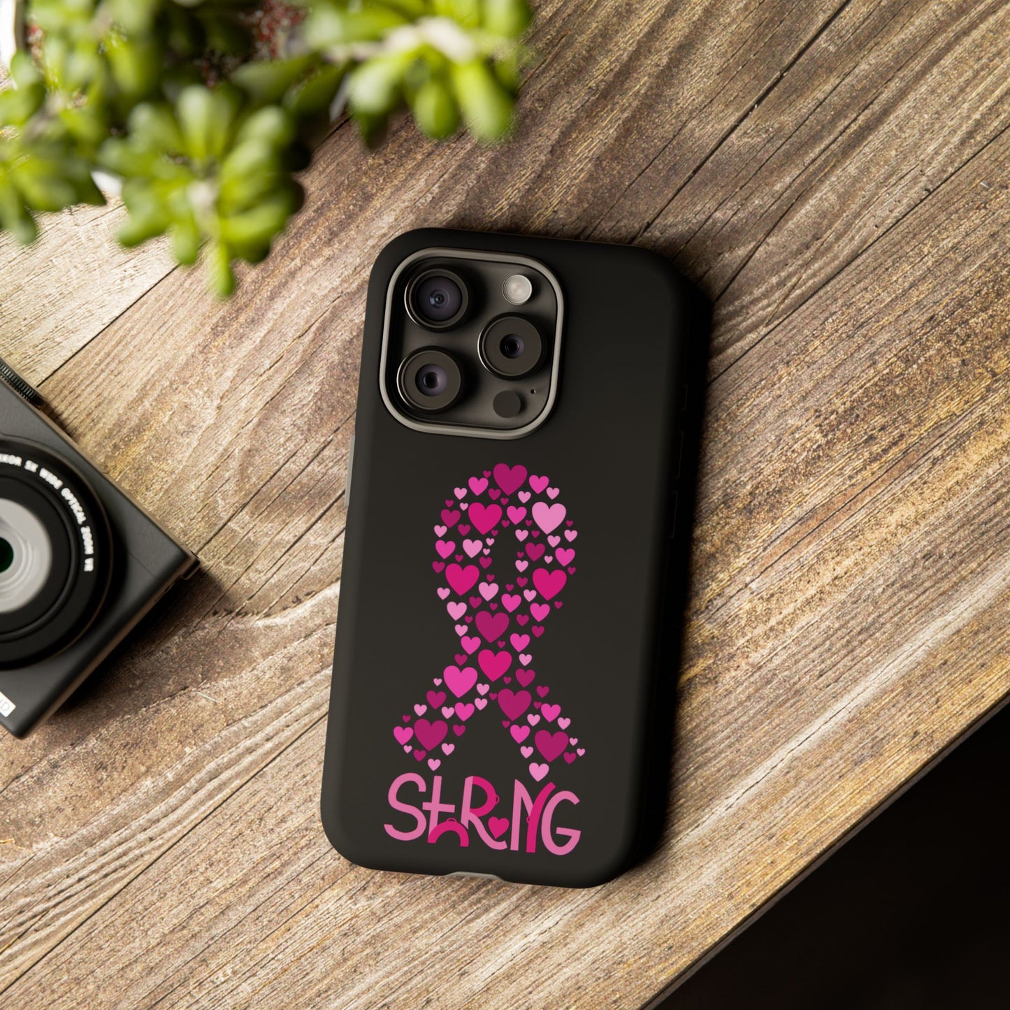 Pink Ribbon Phone Case - Strong Heart Design, Cancer Awareness, Gift for Supporters for IPhone