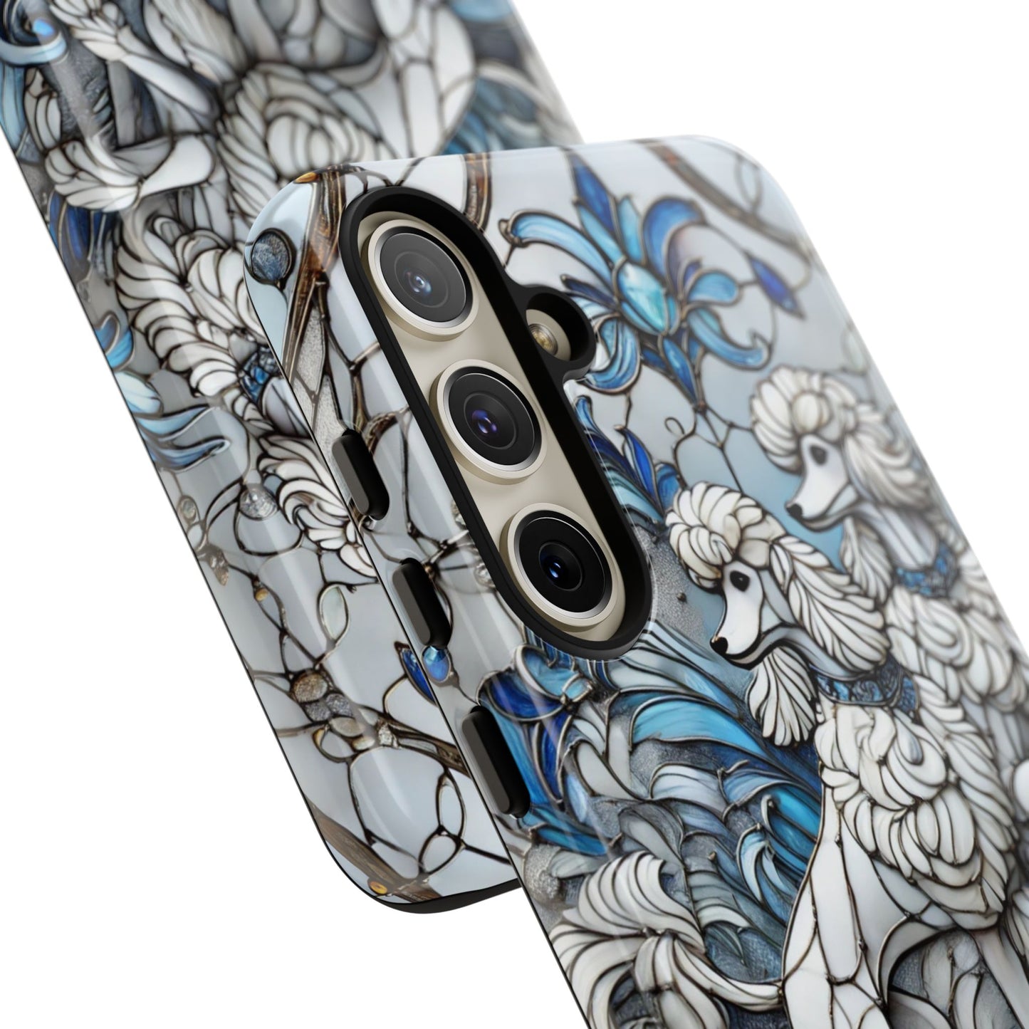 Phone Case - Elegant Blue and White Poodle Art for Samsung Phone