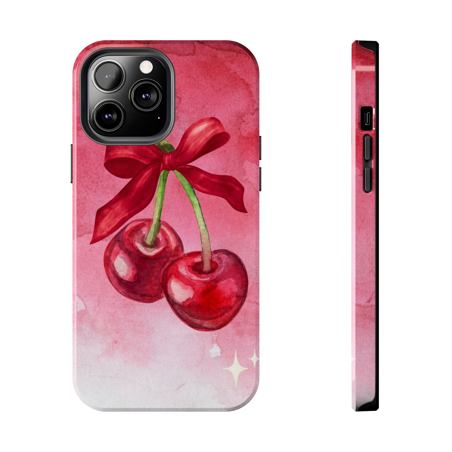 Red Watercolor Cherry and Bow Phone Case