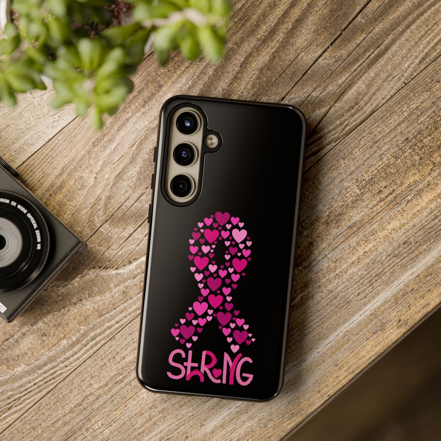 Pink Ribbon Phone Case - Strong Heart Design, Cancer Awareness, Gift for Supporters for Samsung