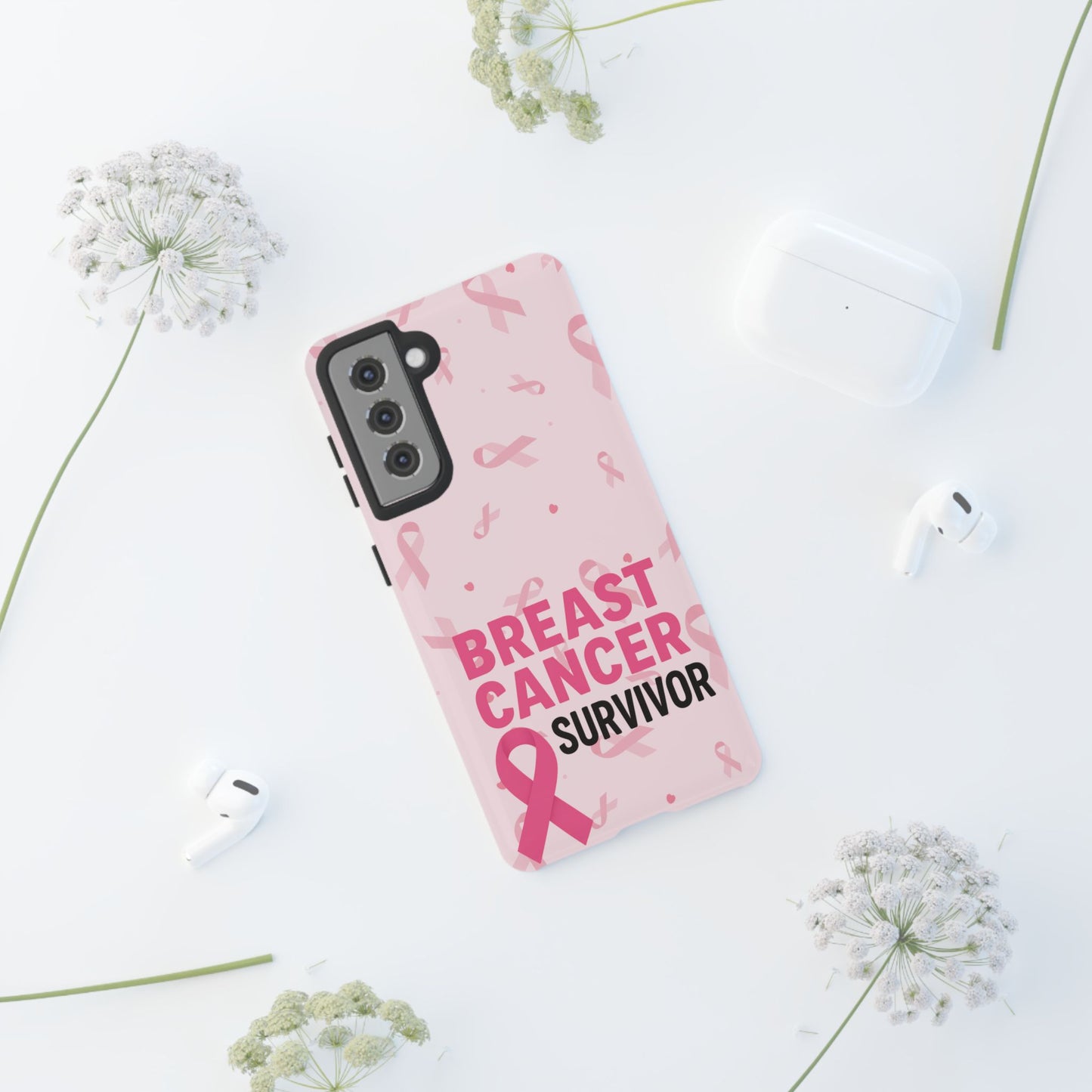 Breast Cancer Survivor Phone Case, Cancer Awareness, Pink Ribbon Design, Tough Cases for Samsung