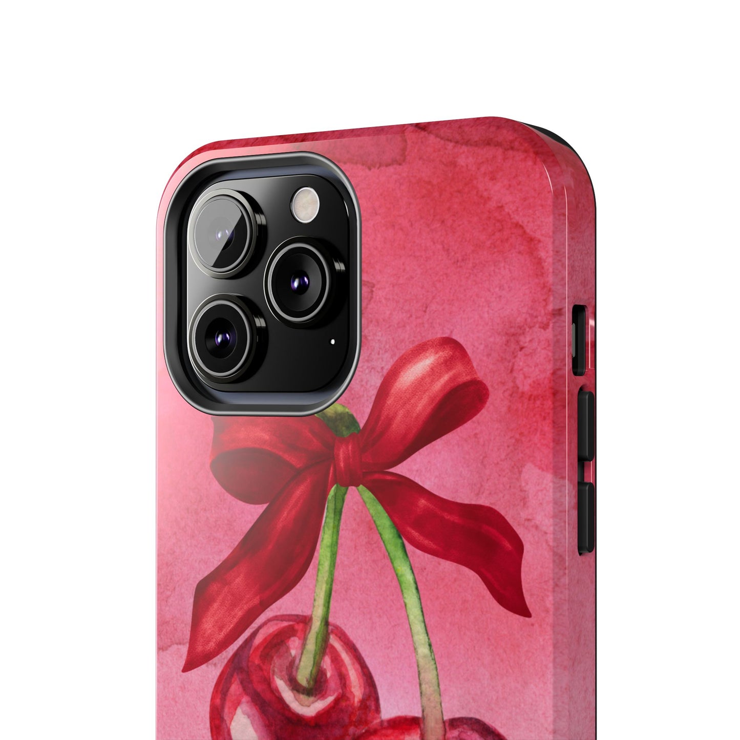Red Watercolor Cherry and Bow Phone Case