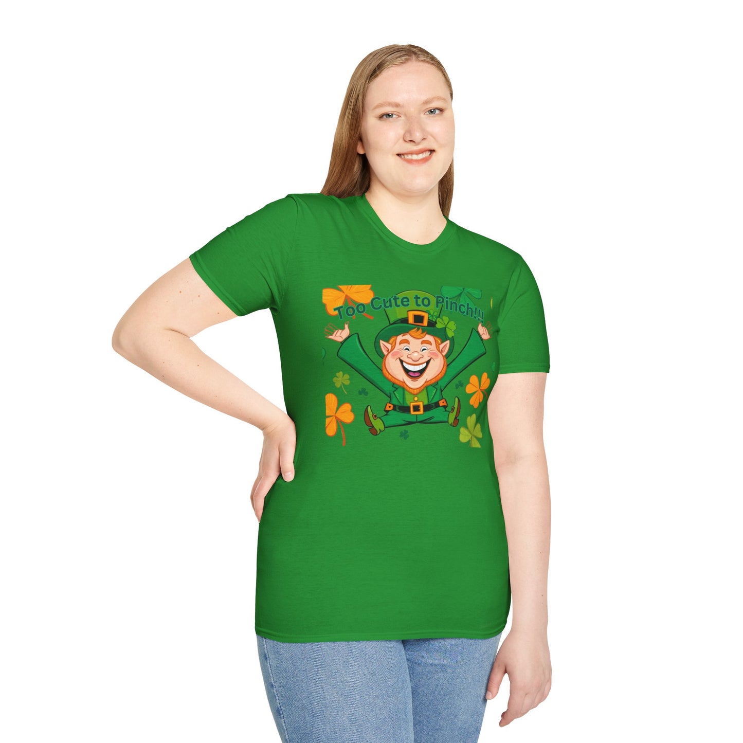 Cute St. Patrick's Day T-Shirt - 'Too Cute to Pinch' Unisex Softstyle Tee