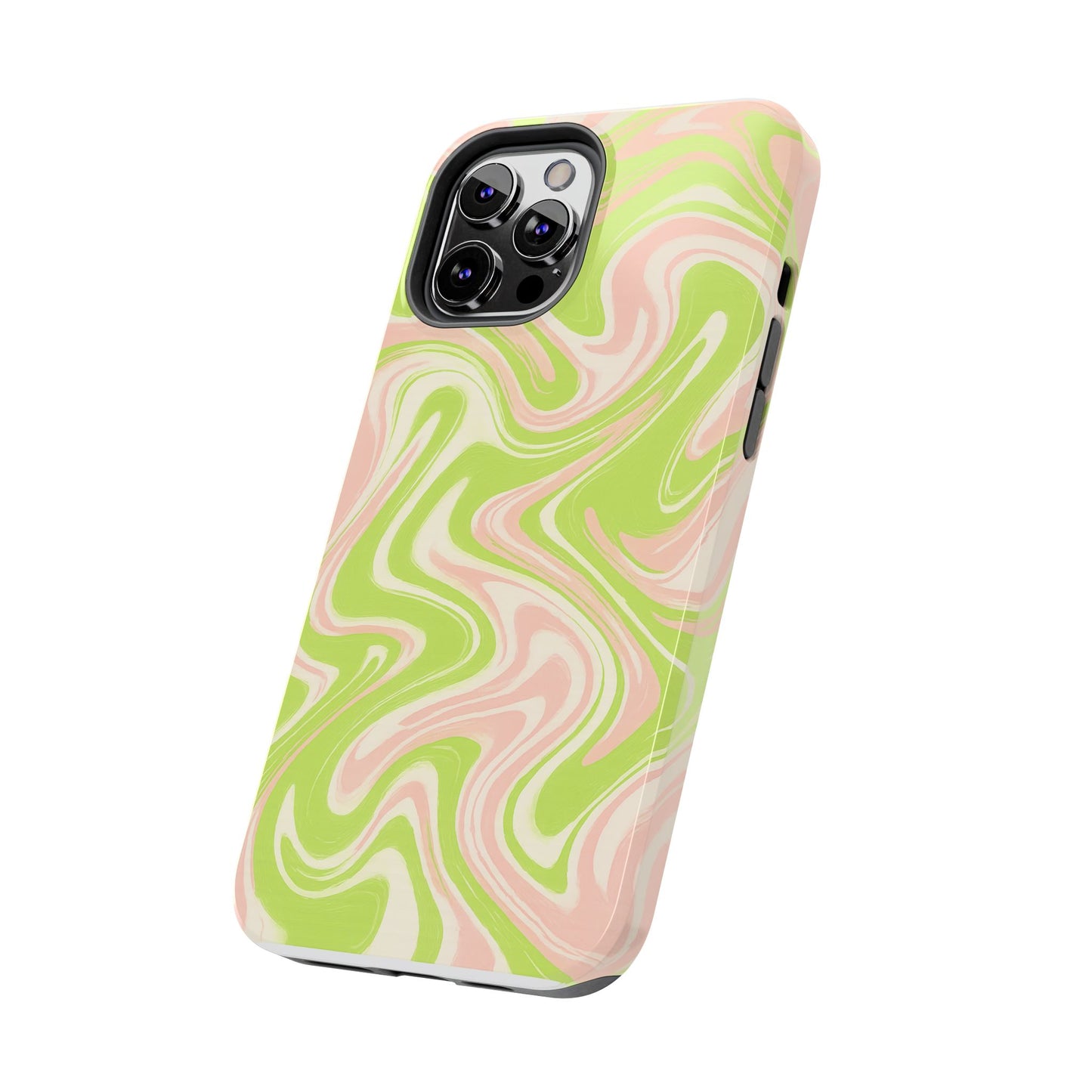 Pink & Green Stylish Tough Phone Case, Durable Protection, Gift for Friends, Colorful Marble Design