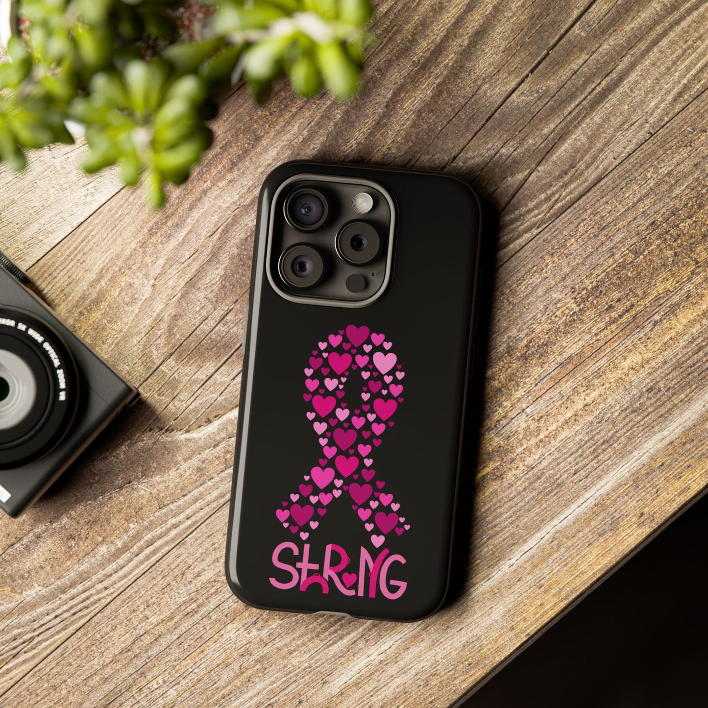Pink Ribbon Phone Case - Strong Heart Design, Cancer Awareness, Gift for Supporters for IPhone