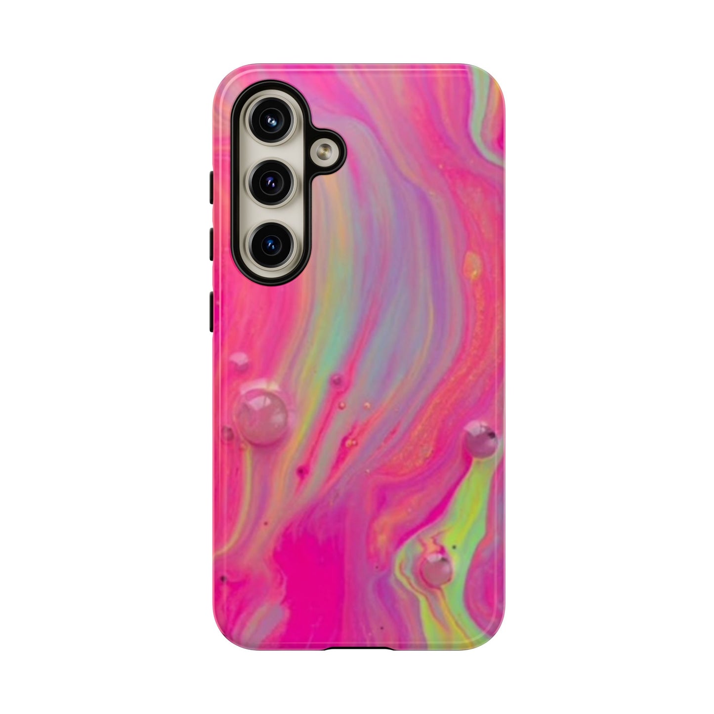 Pink Trendy Futuristic Tough Phone Case with Colorful Abstract Design for Samsung