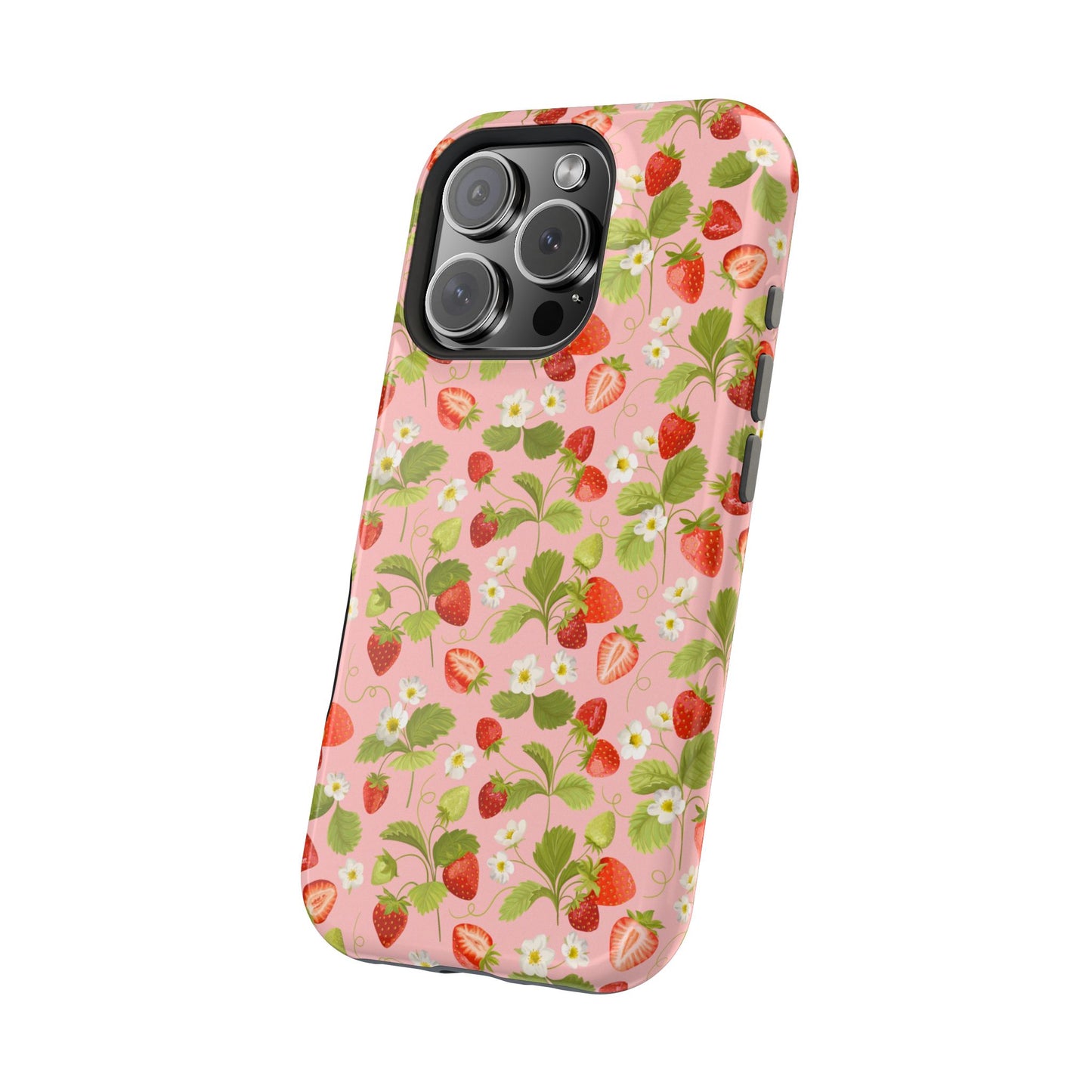 Strawberry Pattern Magnetic Phone Case, Fruit Lover’s Accessory, Cute Gift, Summer Vibe, Phone Protection
