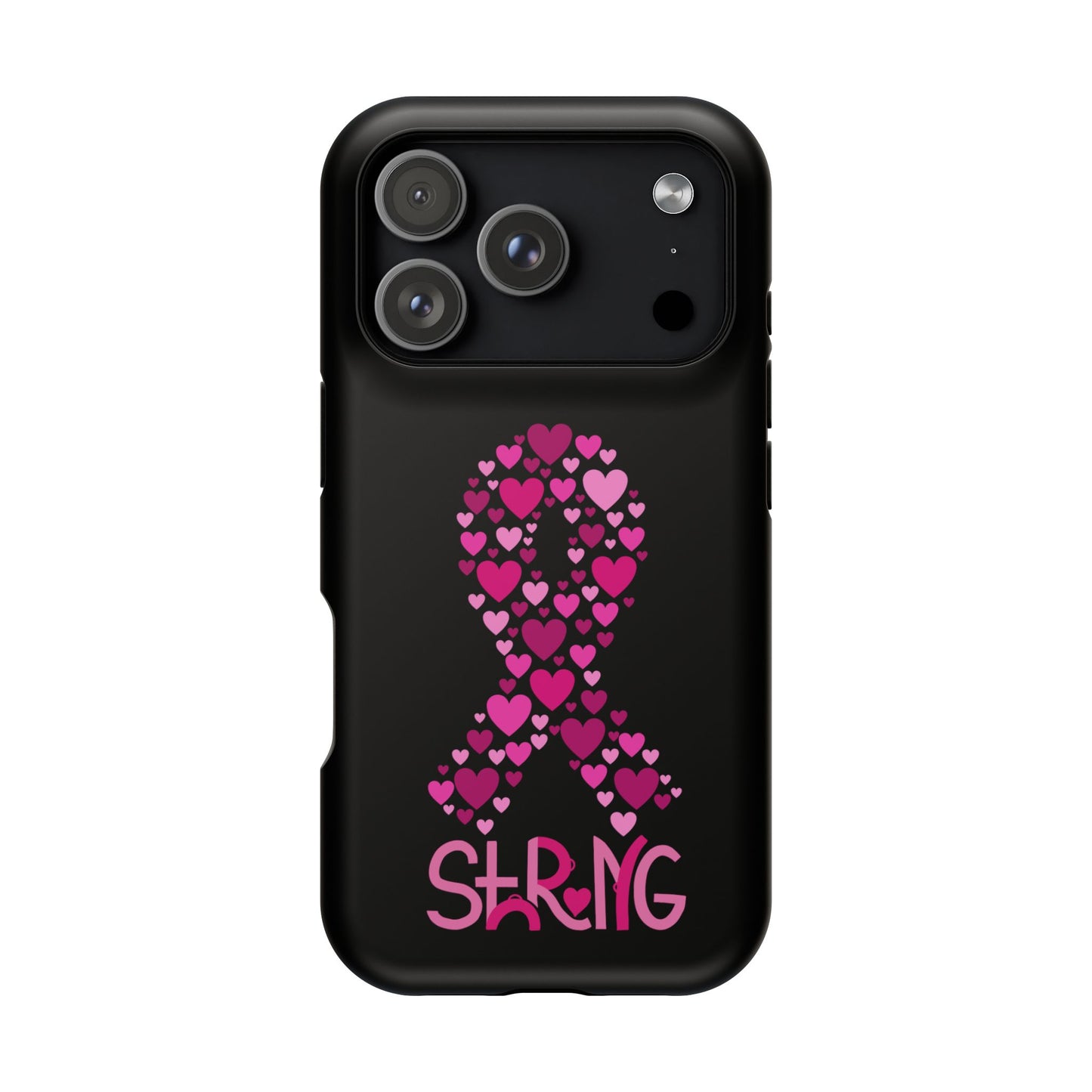 Pink Ribbon Magnetic Phone Case - Strong Heart Design, Cancer Awareness, Gift for Supporters for IPhone