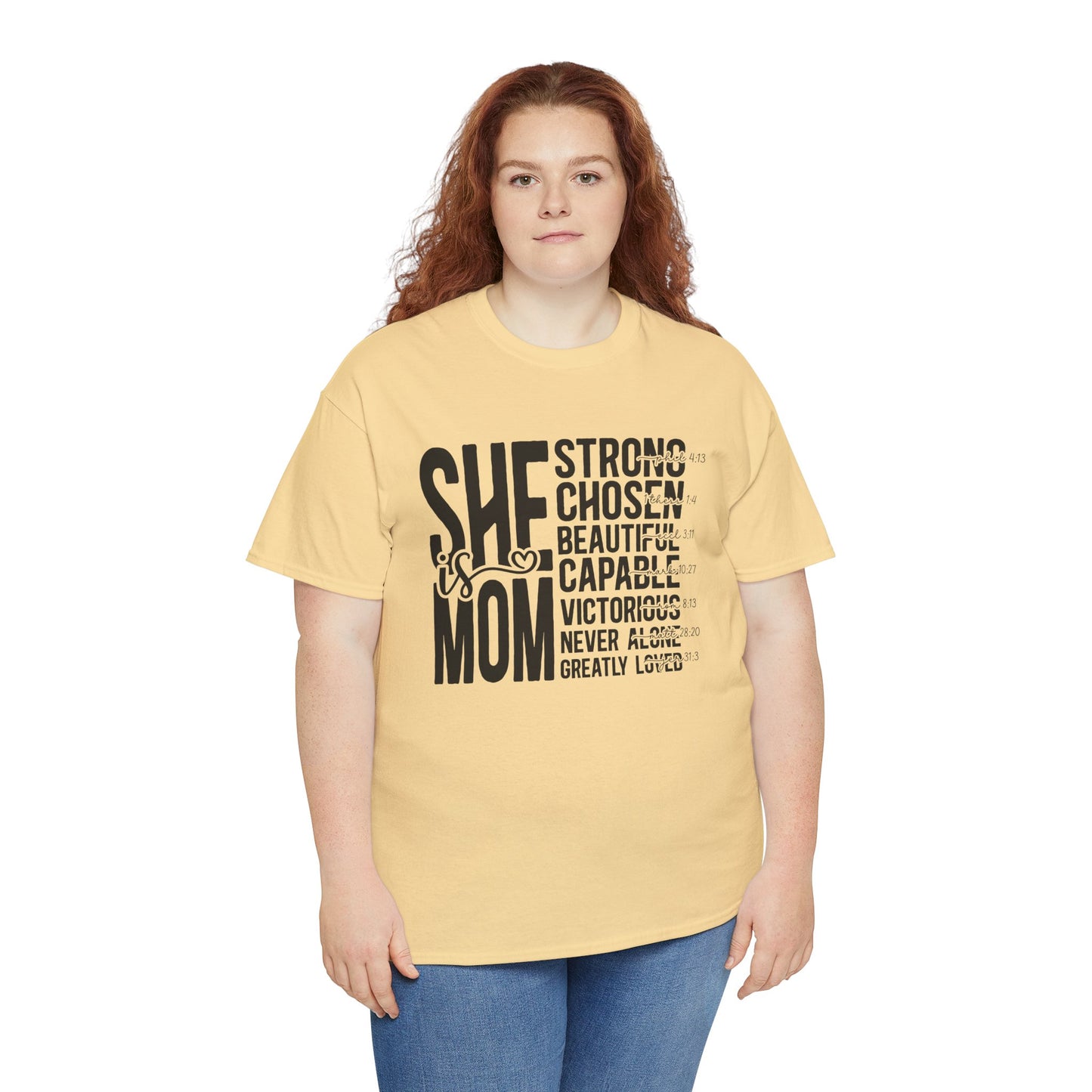 Empowering Mom T-Shirt - Strong, Chosen, Beautiful, Capable Design