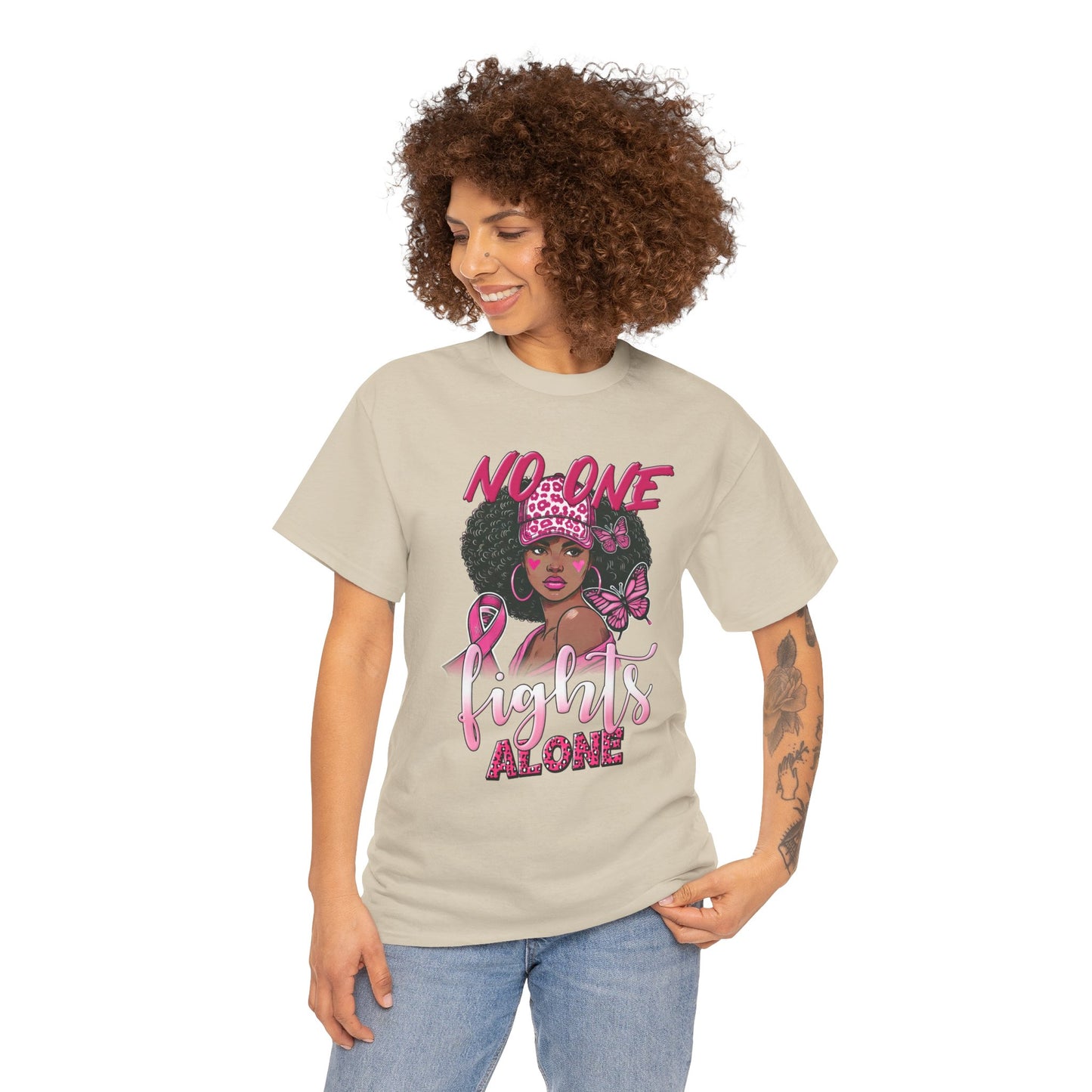 Empowerment Unisex Heavy Cotton Tee - "No One Fights Alone"