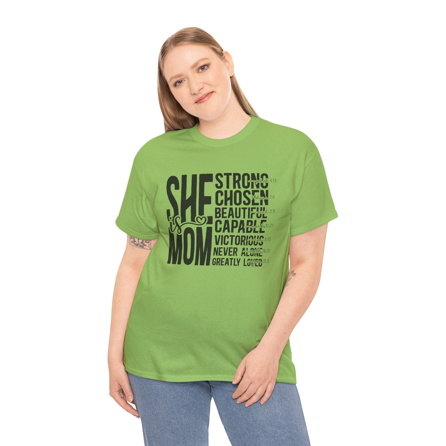 Empowering Mom T-Shirt - Strong, Chosen, Beautiful, Capable Design