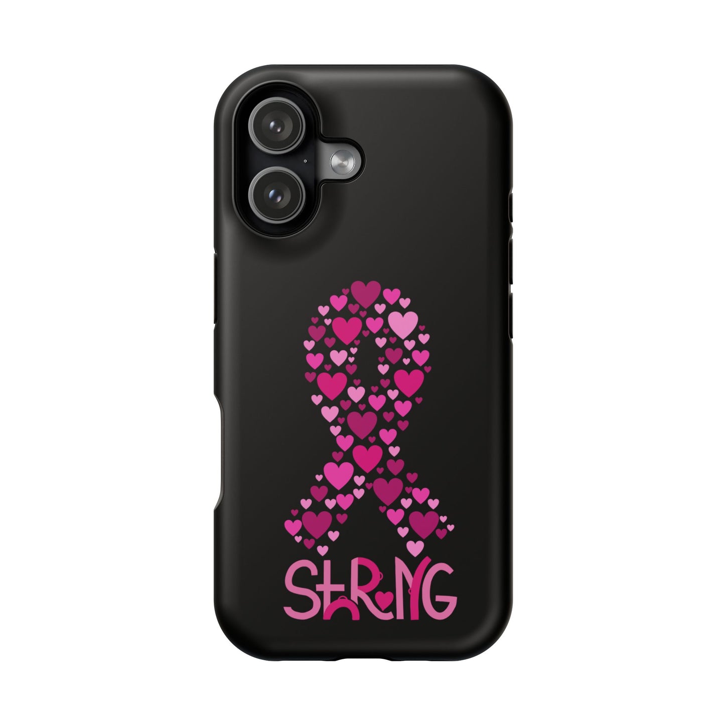 Pink Ribbon Magnetic Phone Case - Strong Heart Design, Cancer Awareness, Gift for Supporters for IPhone