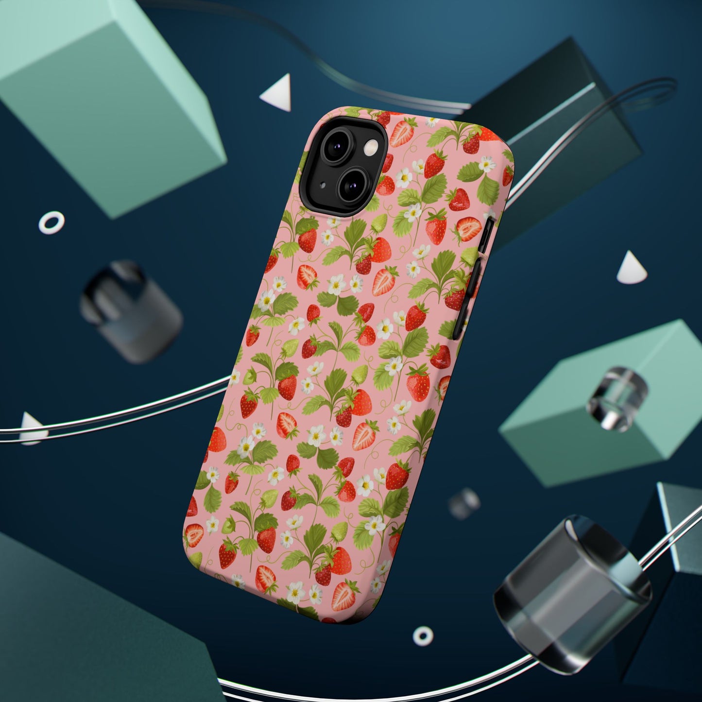 Strawberry Pattern Magnetic Phone Case, Fruit Lover’s Accessory, Cute Gift, Summer Vibe, Phone Protection