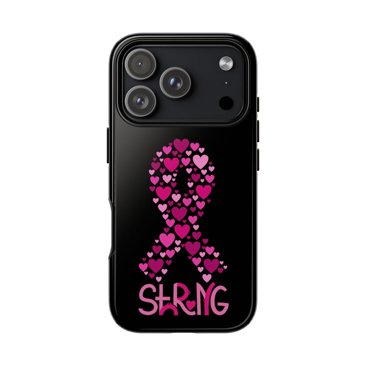 Pink Ribbon Phone Case - Strong Heart Design, Cancer Awareness, Gift for Supporters for IPhone