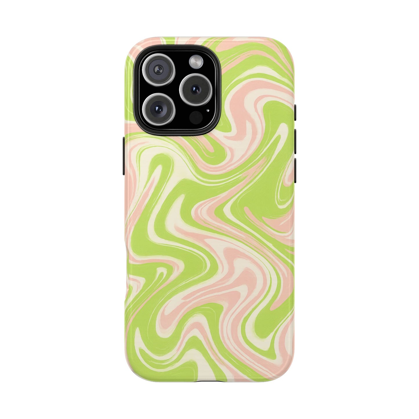 Pink & Green Stylish Tough Phone Case, Durable Protection, Gift for Friends, Colorful Marble Design