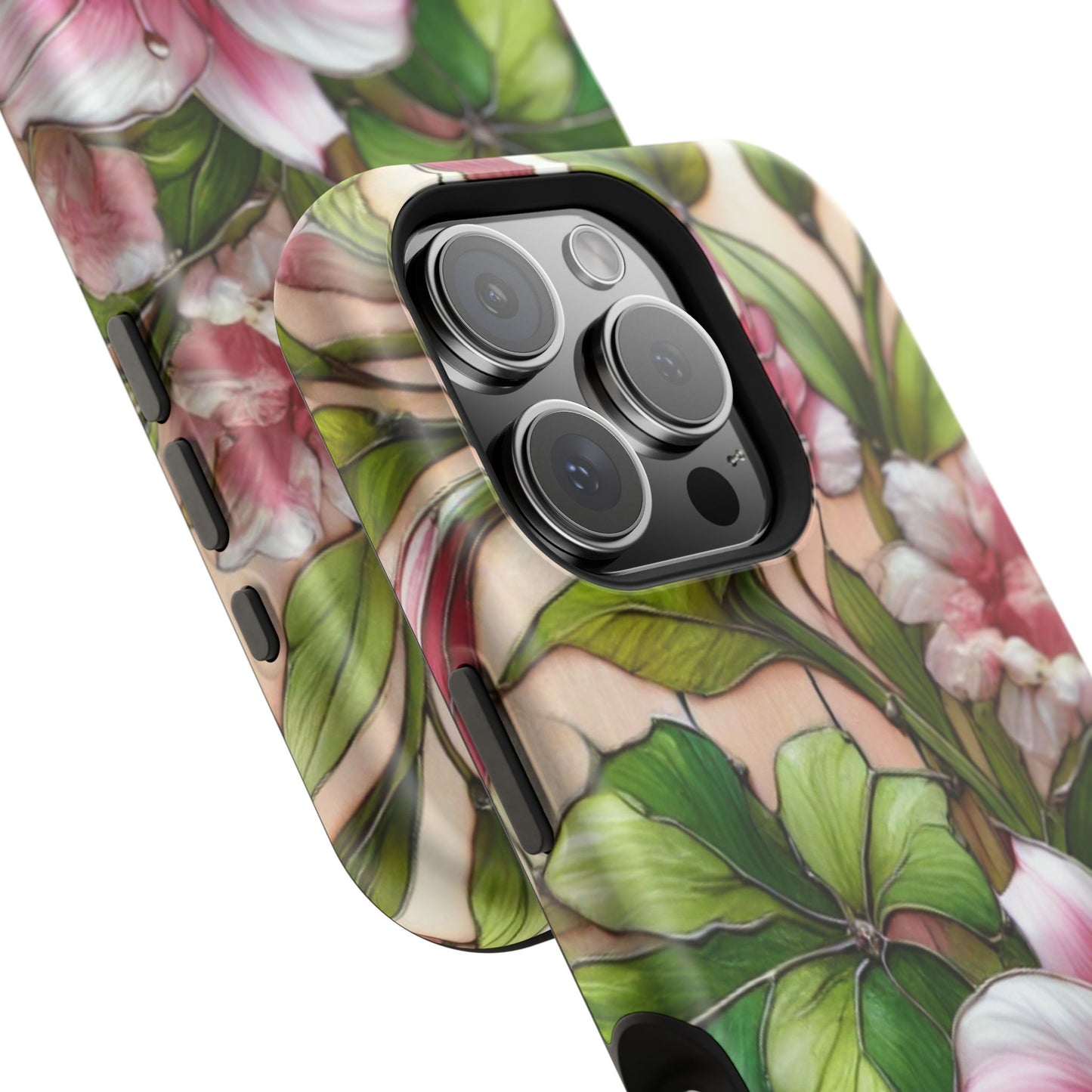 Elegant Pink & Green Floral MAGNETIC Tough Cases - Durable Phone Protection