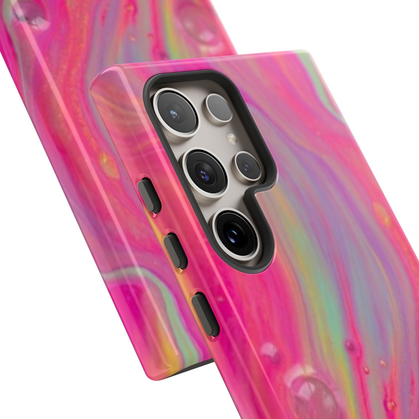 Pink Trendy Futuristic Tough Phone Case with Colorful Abstract Design for Samsung