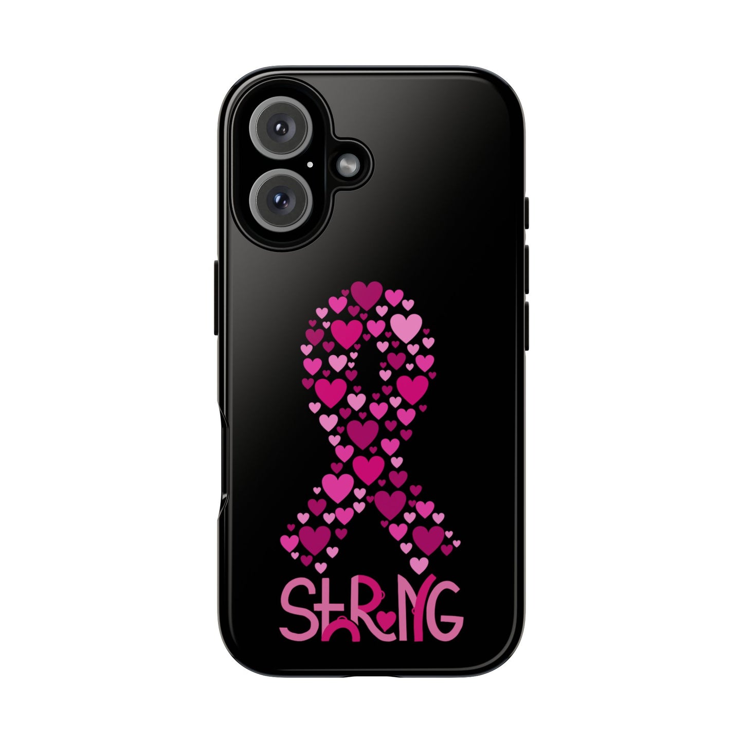 Pink Ribbon Phone Case - Strong Heart Design, Cancer Awareness, Gift for Supporters for IPhone