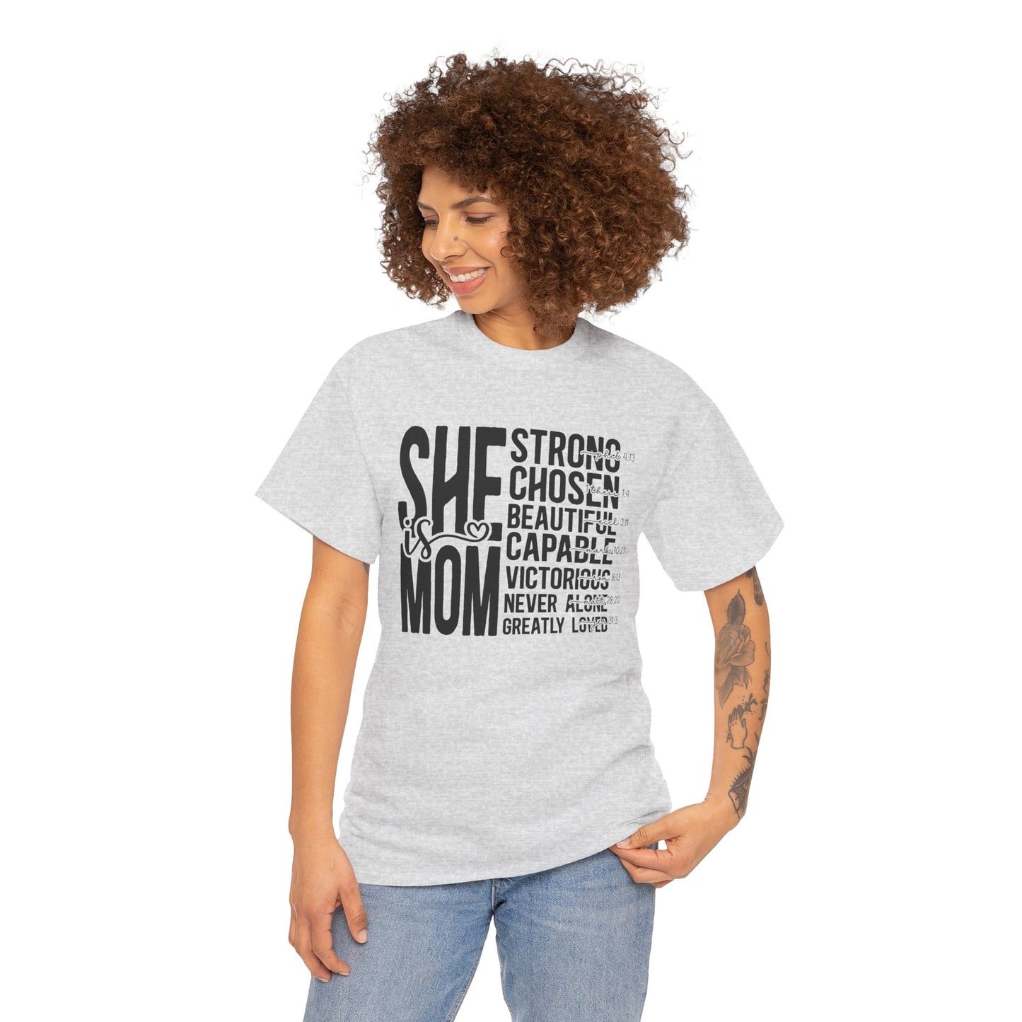 Empowering Mom T-Shirt - Strong, Chosen, Beautiful, Capable Design