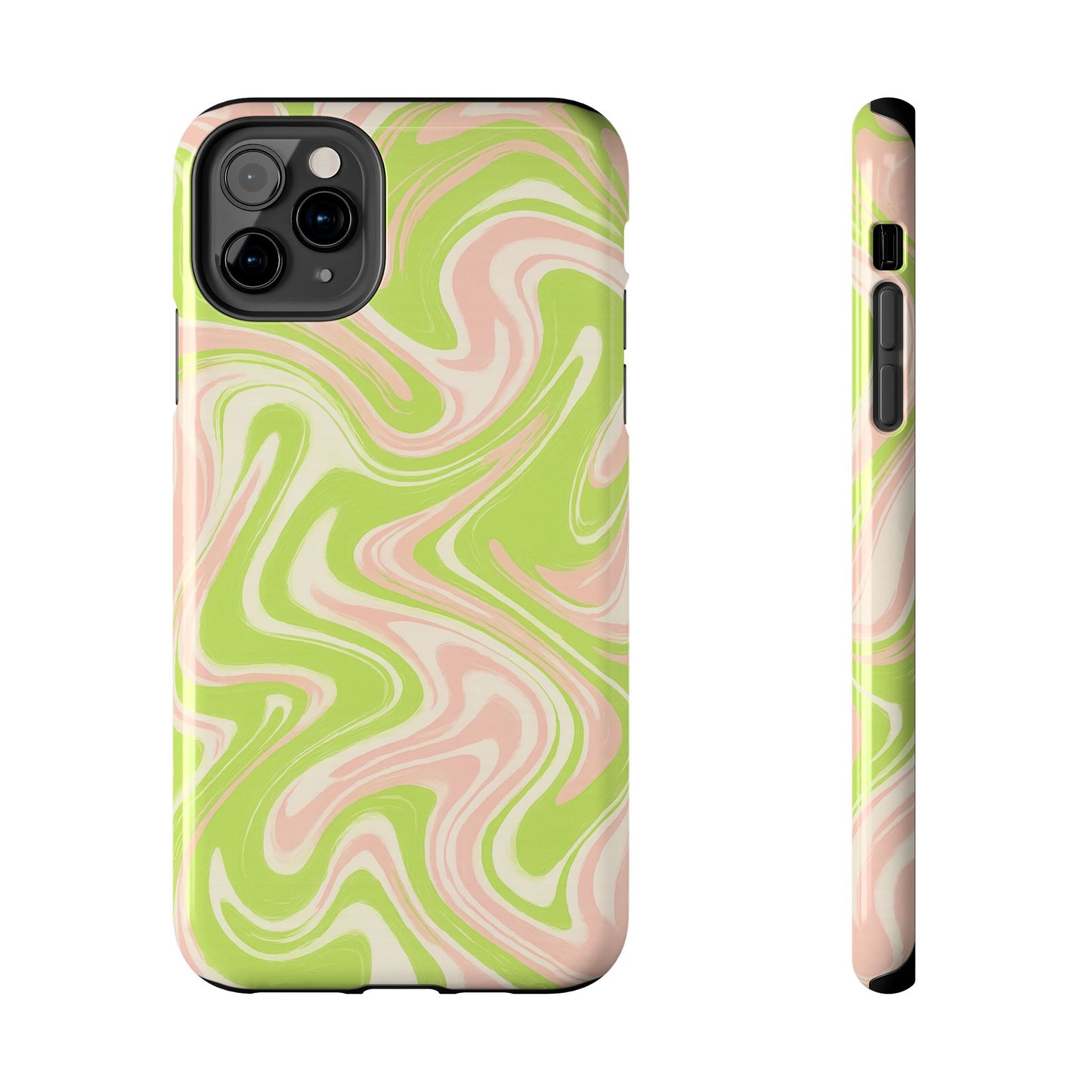Pink & Green Stylish Tough Phone Case, Durable Protection, Gift for Friends, Colorful Marble Design