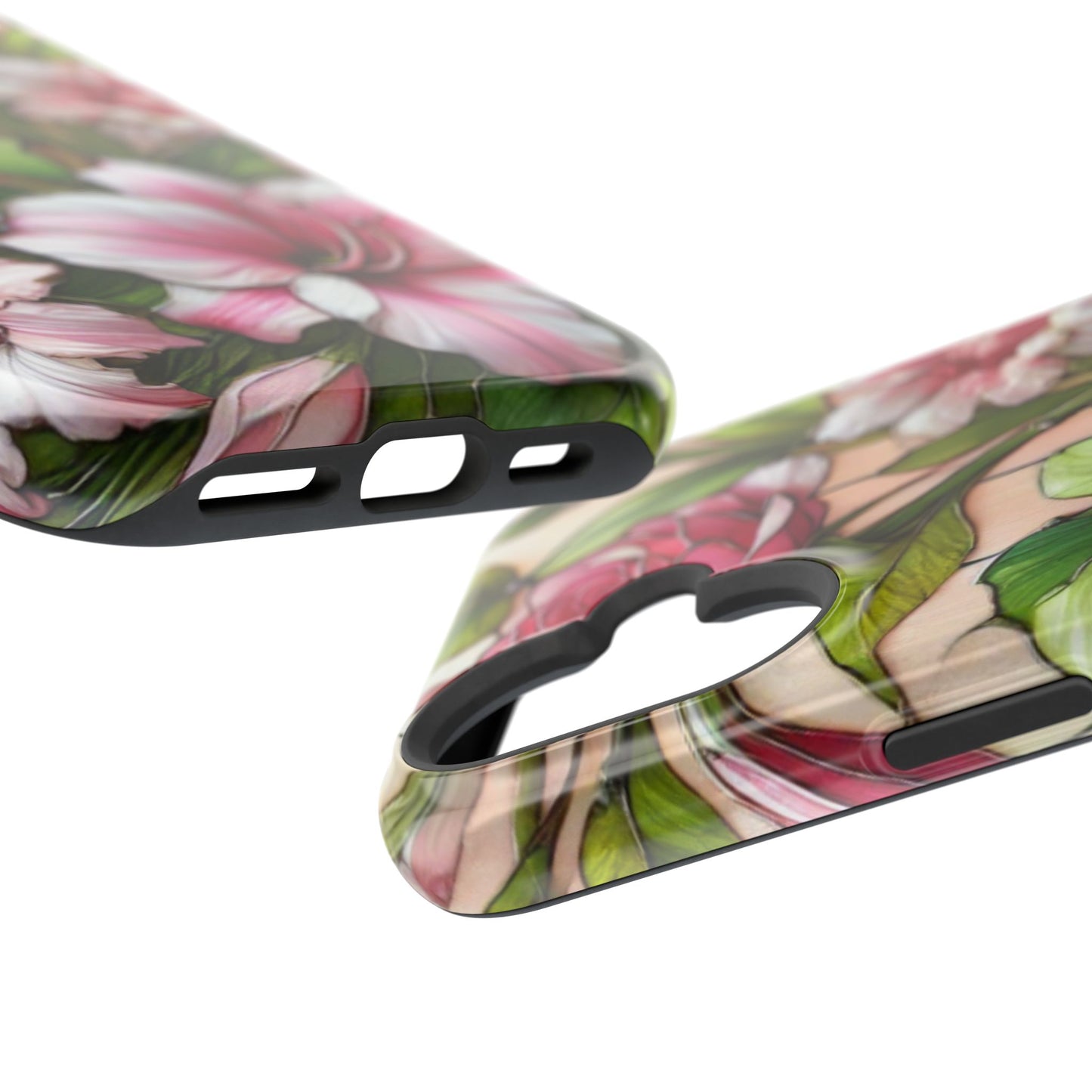 Elegant Pink & Green Floral MAGNETIC Tough Cases - Durable Phone Protection