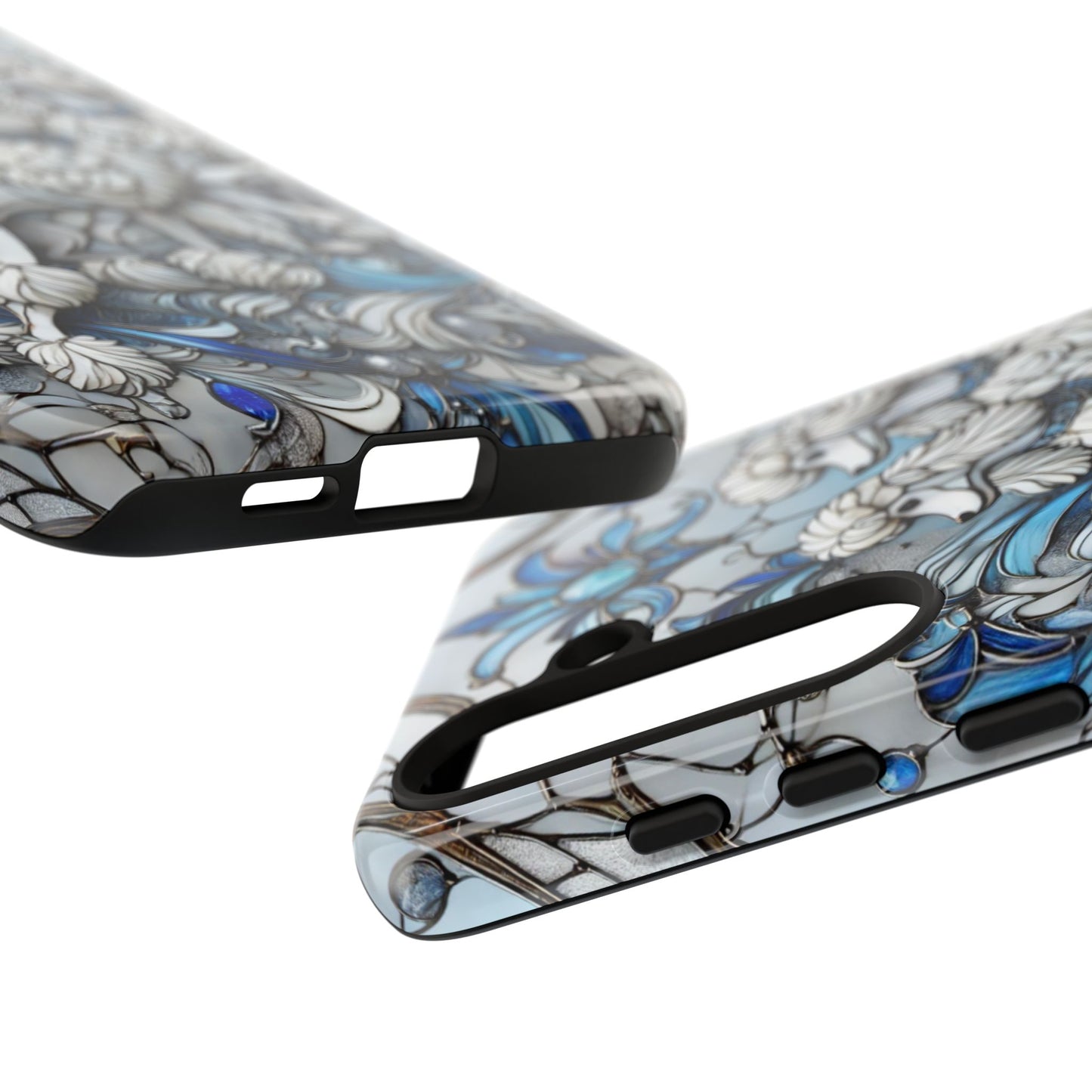 Phone Case - Elegant Blue and White Poodle Art for Samsung Phone