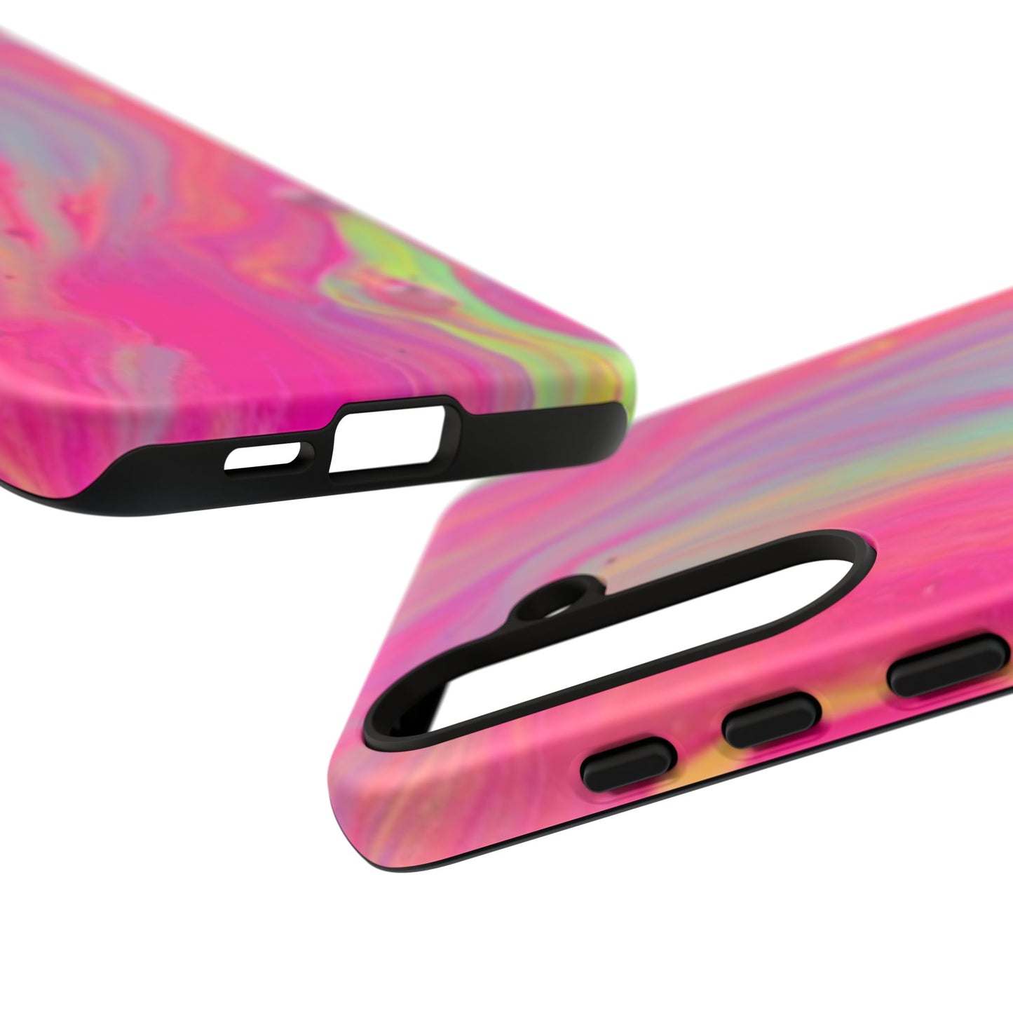 Pink Trendy Futuristic Tough Phone Case with Colorful Abstract Design for Samsung