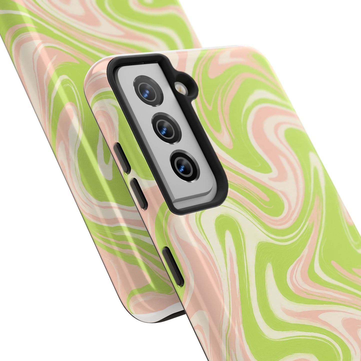 Pink & Green Stylish Tough Phone Case, Durable Protection, Gift for Friends, Colorful Marble Design