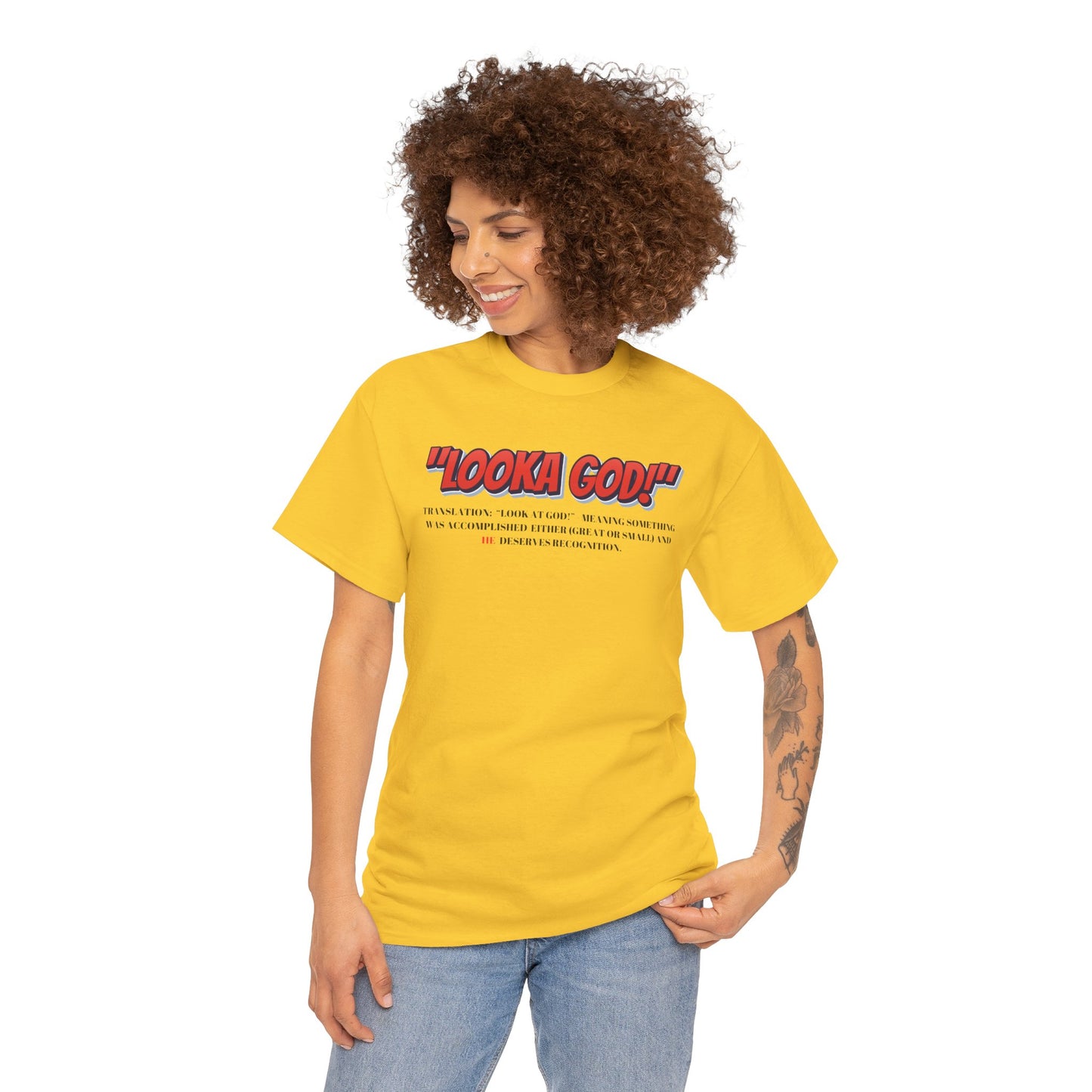 Inspirational Unisex Heavy Cotton Tee - "Looka God!" Motivational Apparel