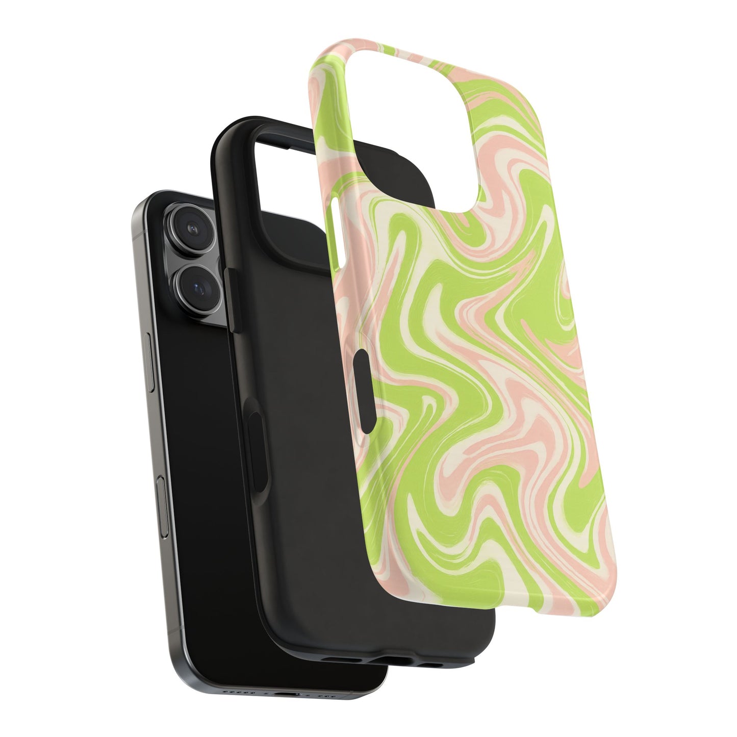 Pink & Green Stylish Tough Phone Case, Durable Protection, Gift for Friends, Colorful Marble Design