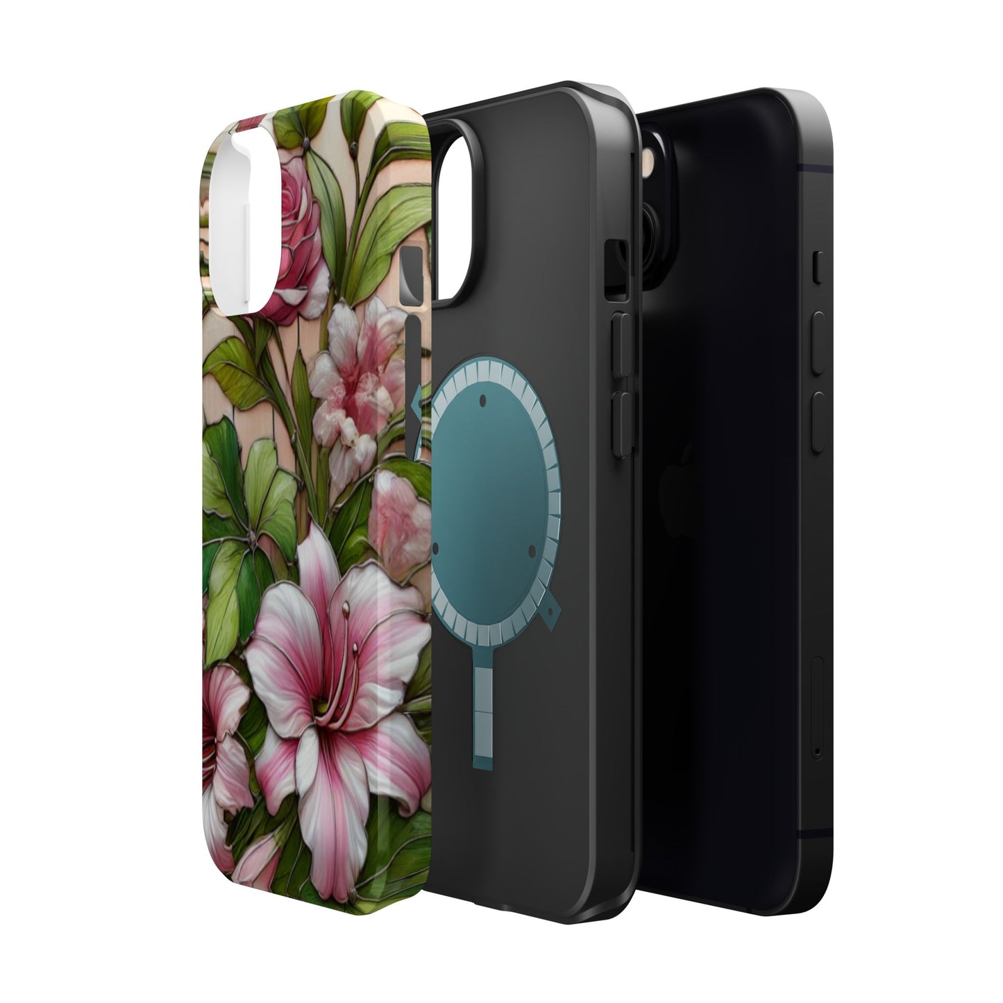 Elegant Pink & Green Floral MAGNETIC Tough Cases - Durable Phone Protection
