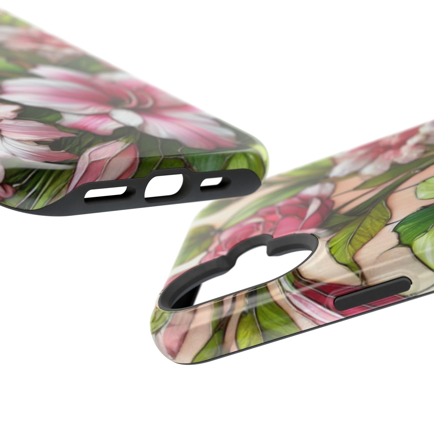 Elegant Pink & Green Floral MAGNETIC Tough Cases - Durable Phone Protection