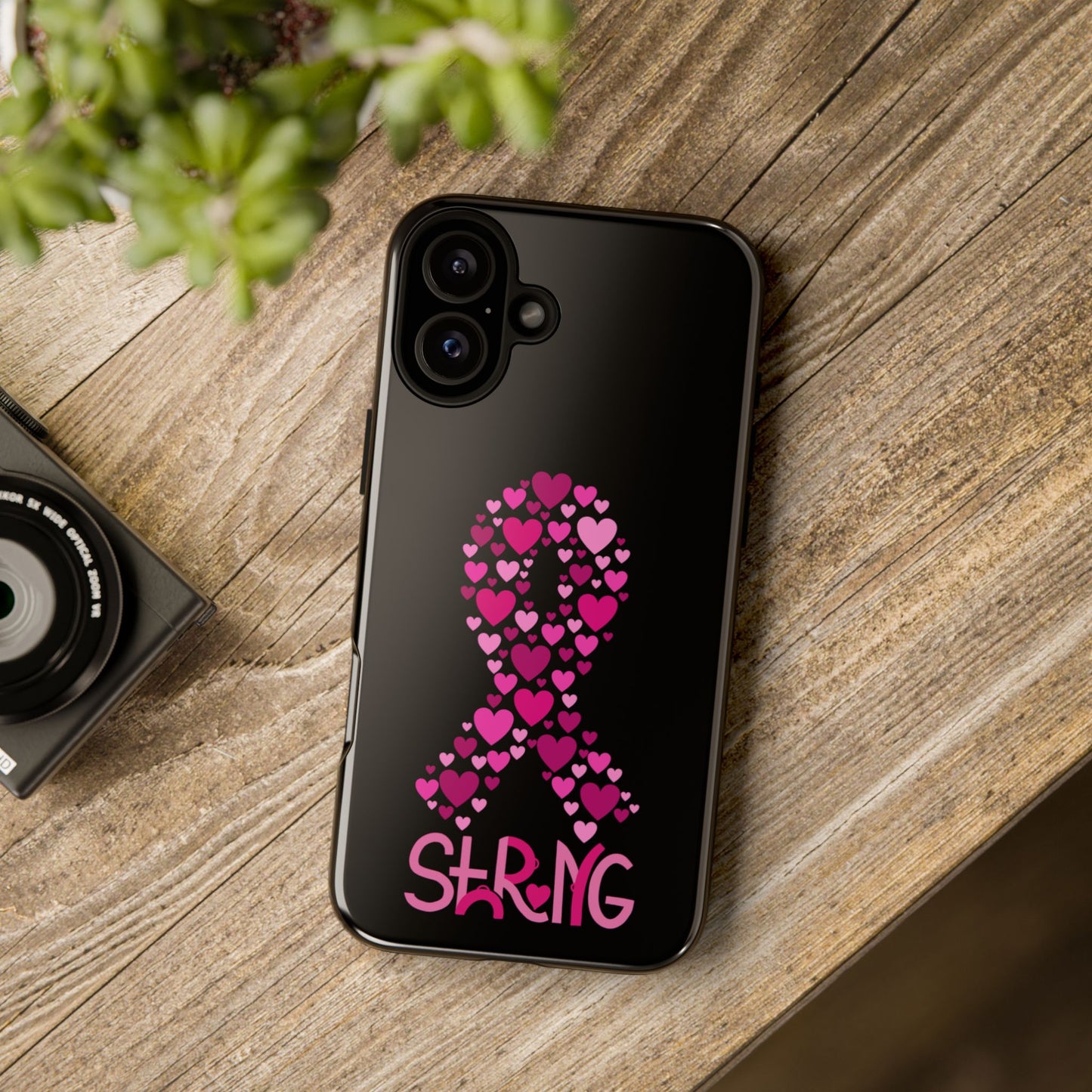Pink Ribbon Phone Case - Strong Heart Design, Cancer Awareness, Gift for Supporters for IPhone
