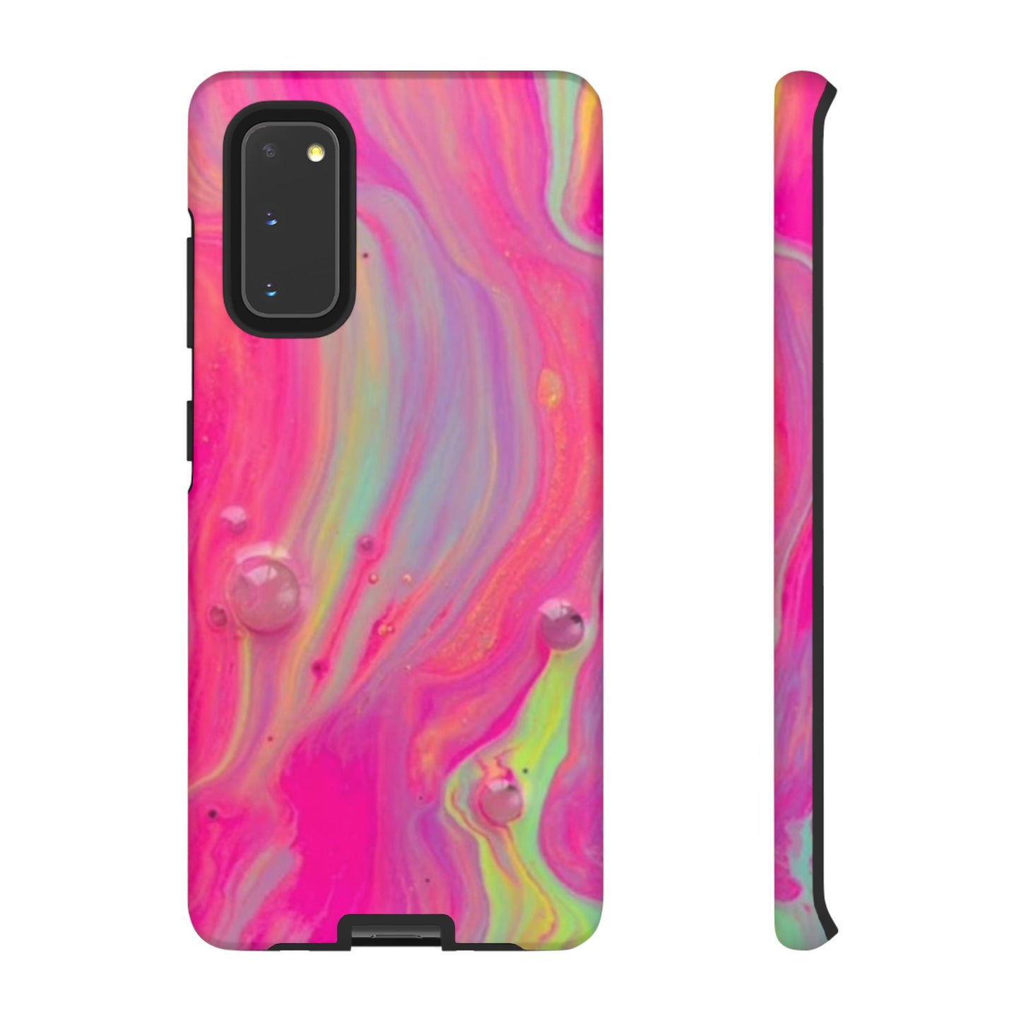 Pink Trendy Futuristic Tough Phone Case with Colorful Abstract Design for Samsung